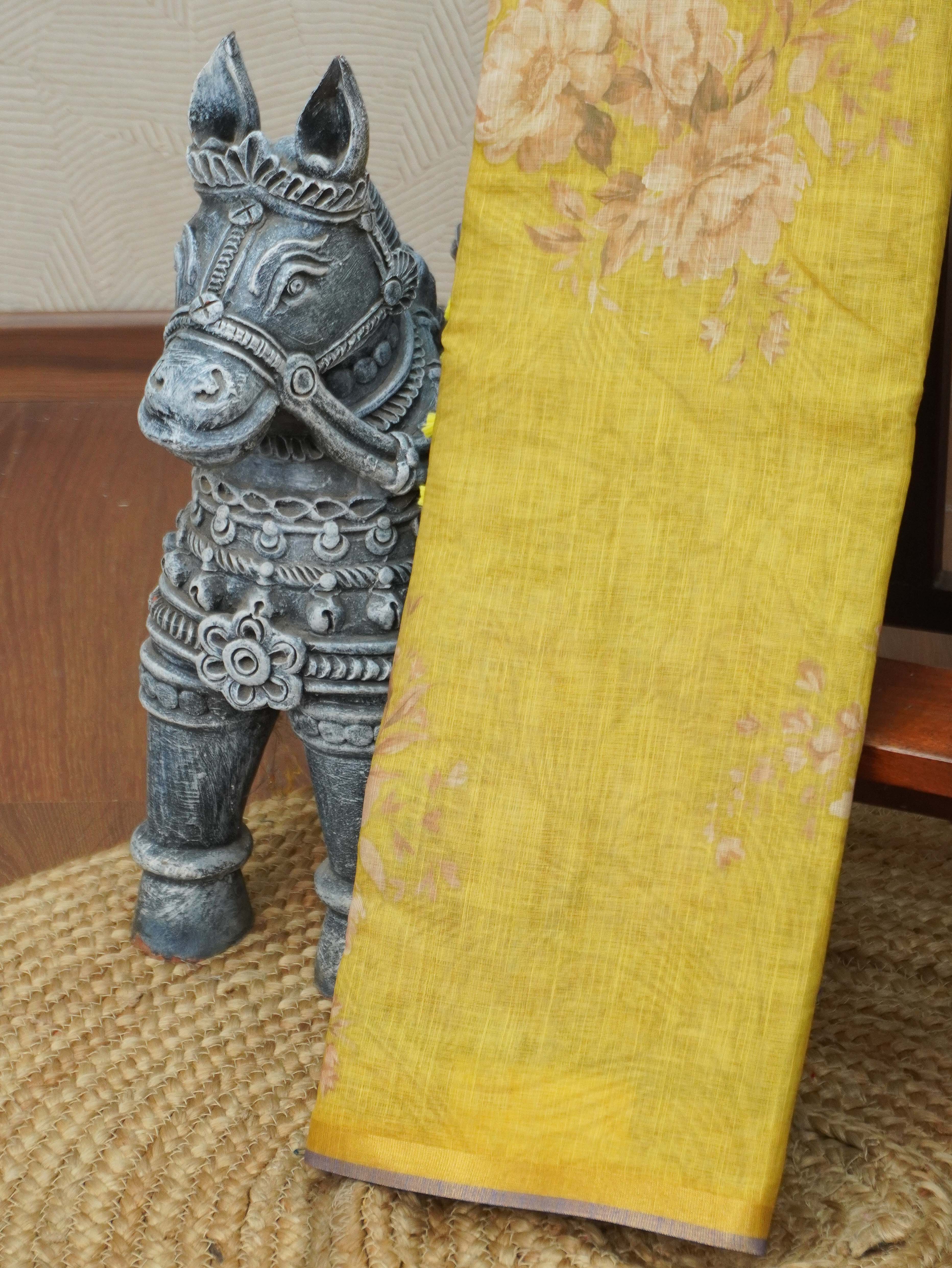 Linen Cotton Saree | TTDS3347