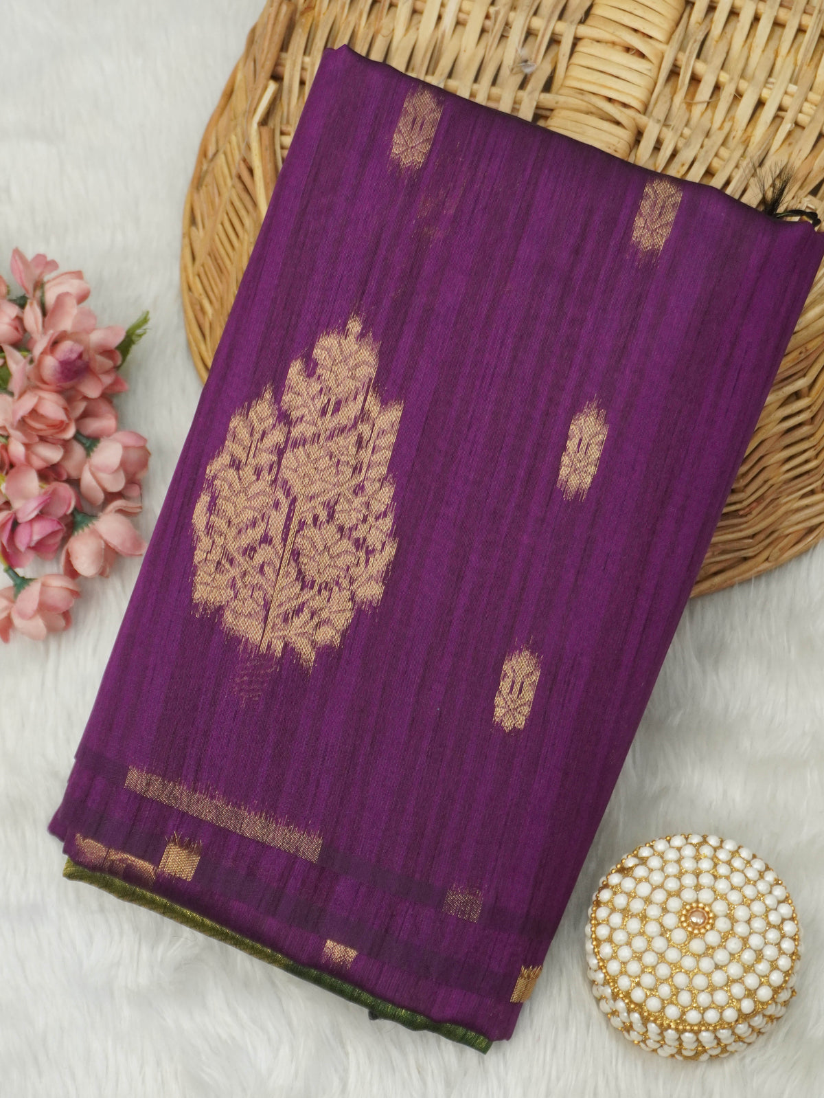 Jute Silk Cotton Saree | TTDS3746