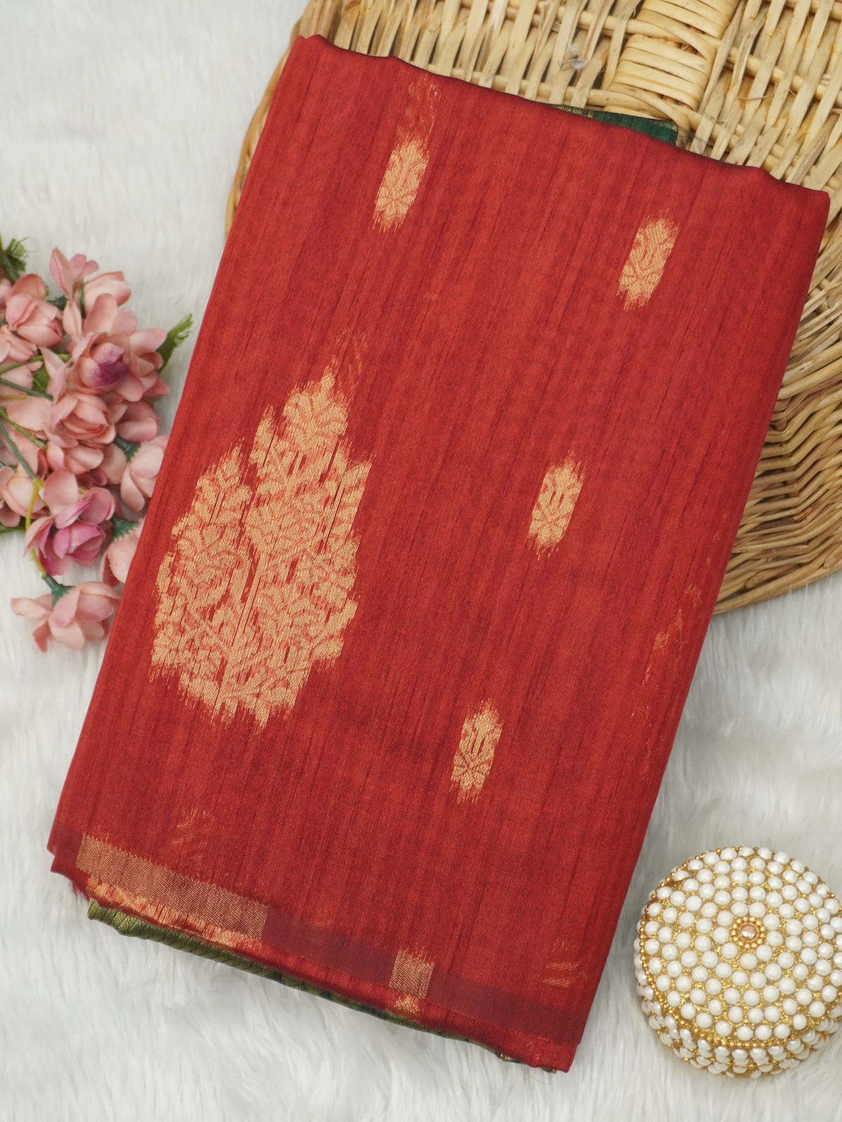 Jute Silk Cotton Saree | TTDS3746