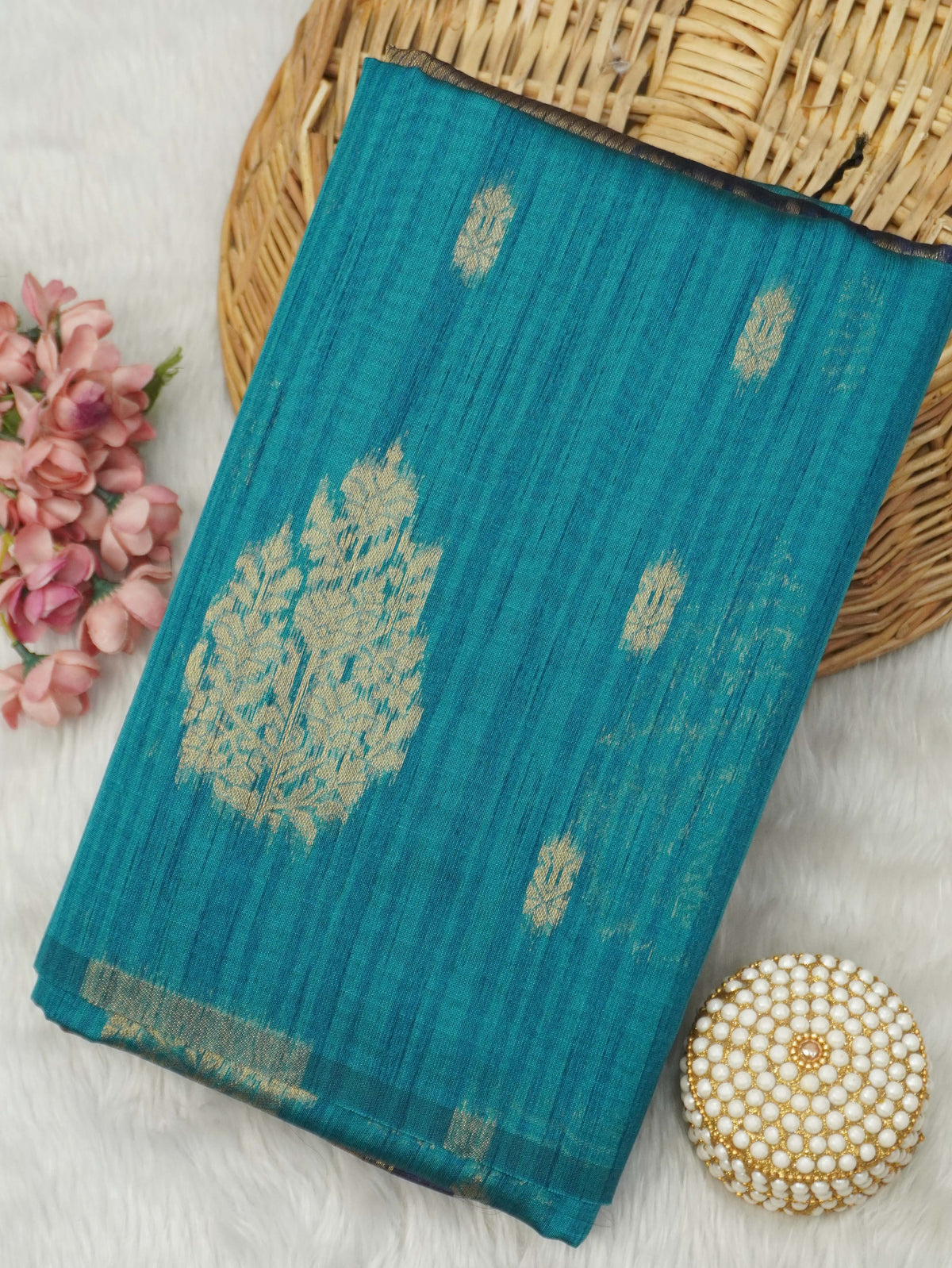Jute Silk Cotton Saree | TTDS3746