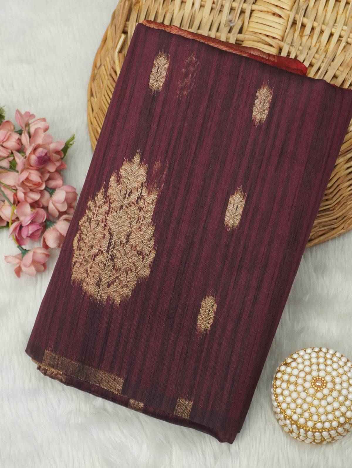 Jute Silk Cotton Saree | TTDS3746