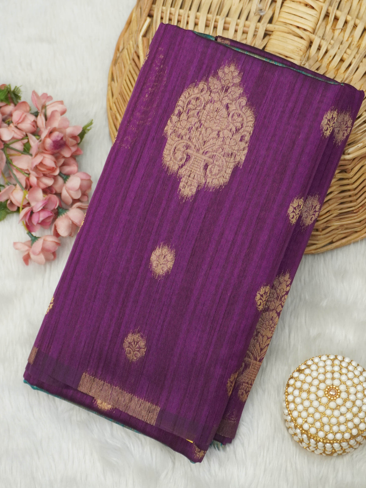 Jute Silk Cotton Saree | TTDS3747