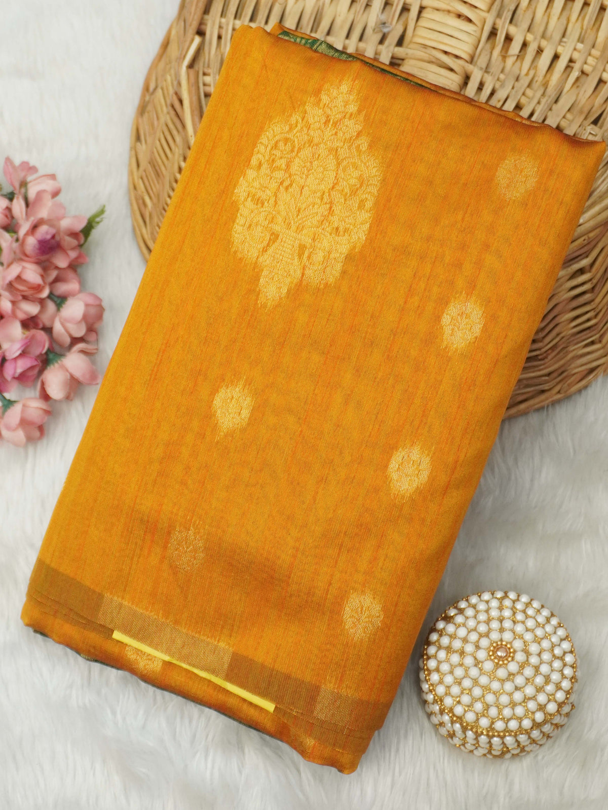 Jute Silk Cotton Saree | TTDS3747