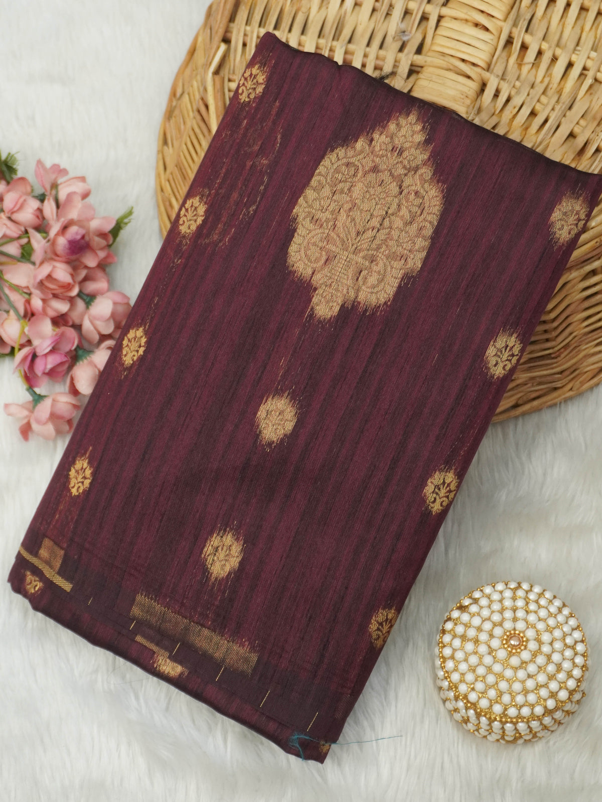 Jute Silk Cotton Saree | TTDS3747