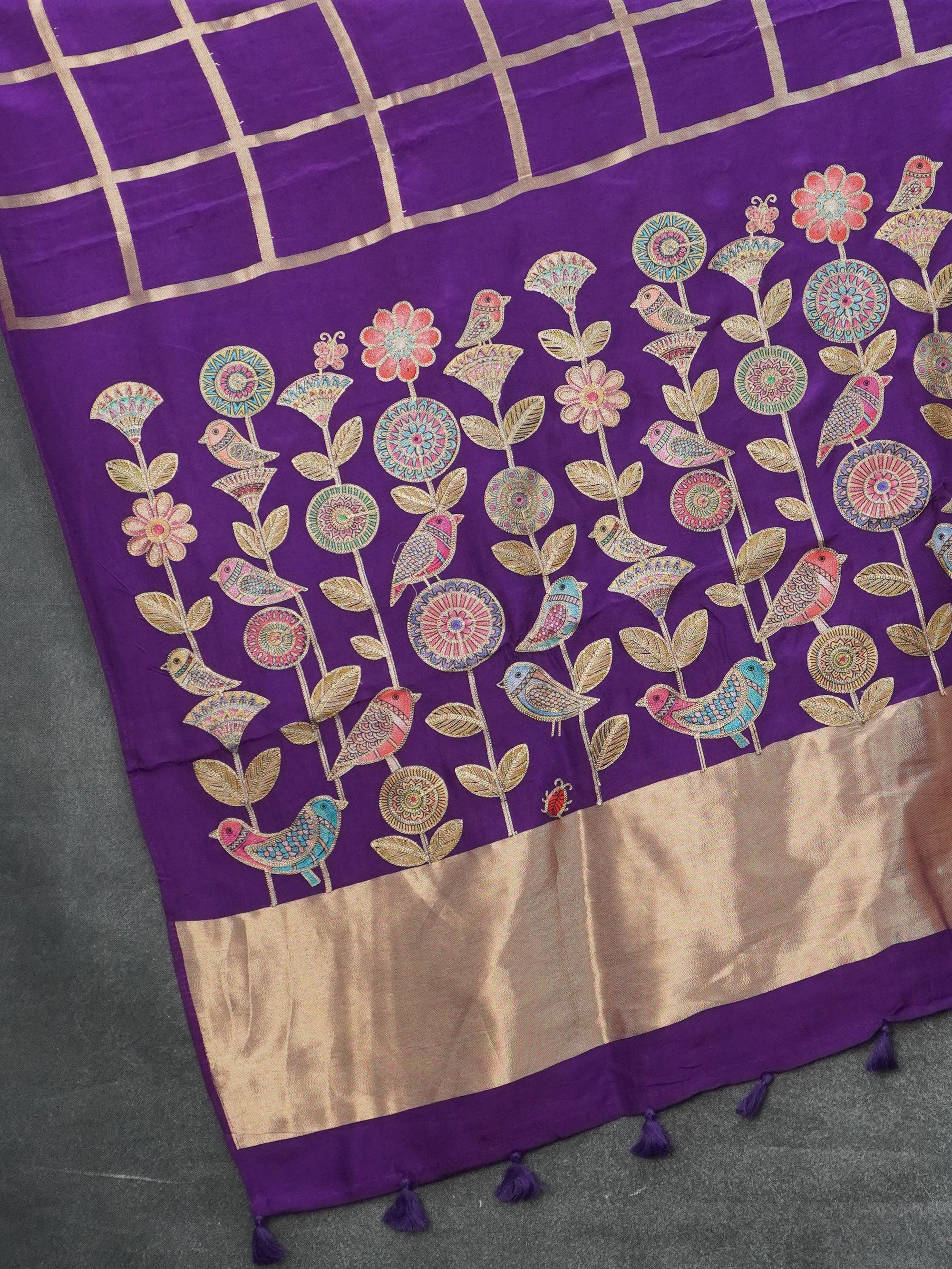 Viscose Satin Silk Saree | TTDS3342