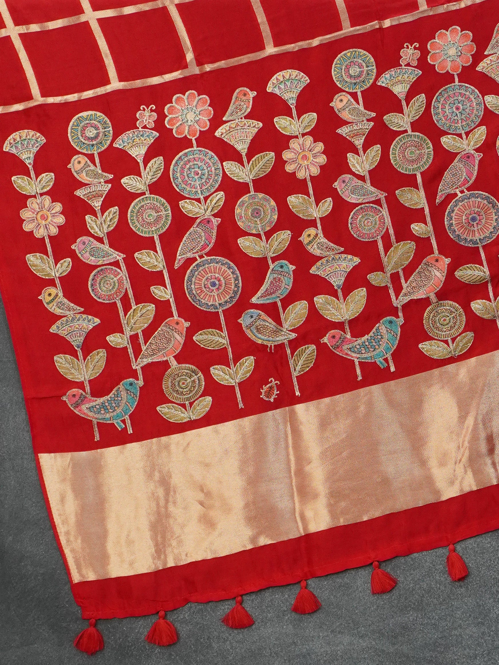 Viscose Satin Silk Saree | TTDS3342