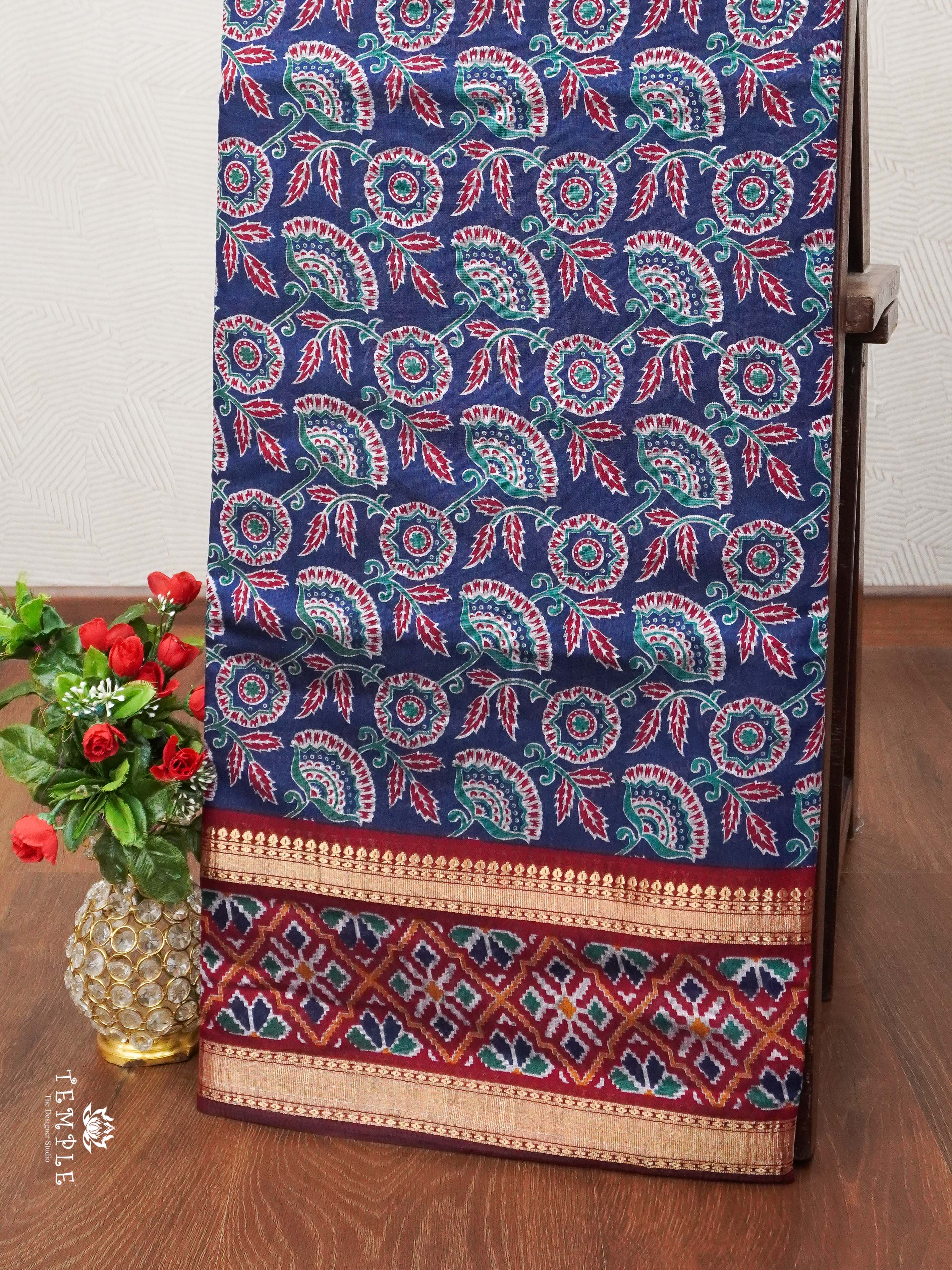 Chanderi Cotton Saree With Ajrakh Printed | TTDS1966
