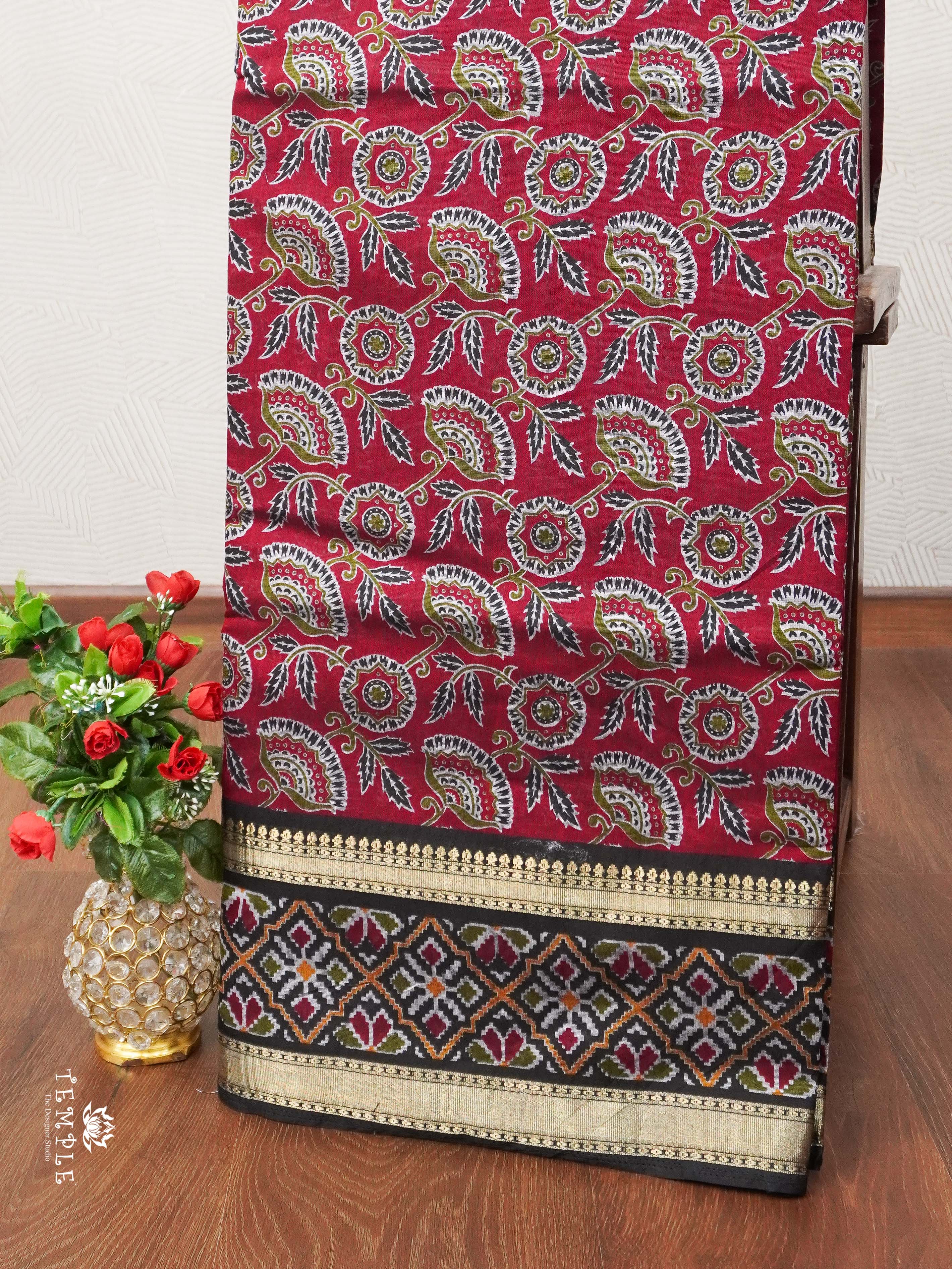 Chanderi Cotton Saree With Ajrakh Printed | TTDS1966
