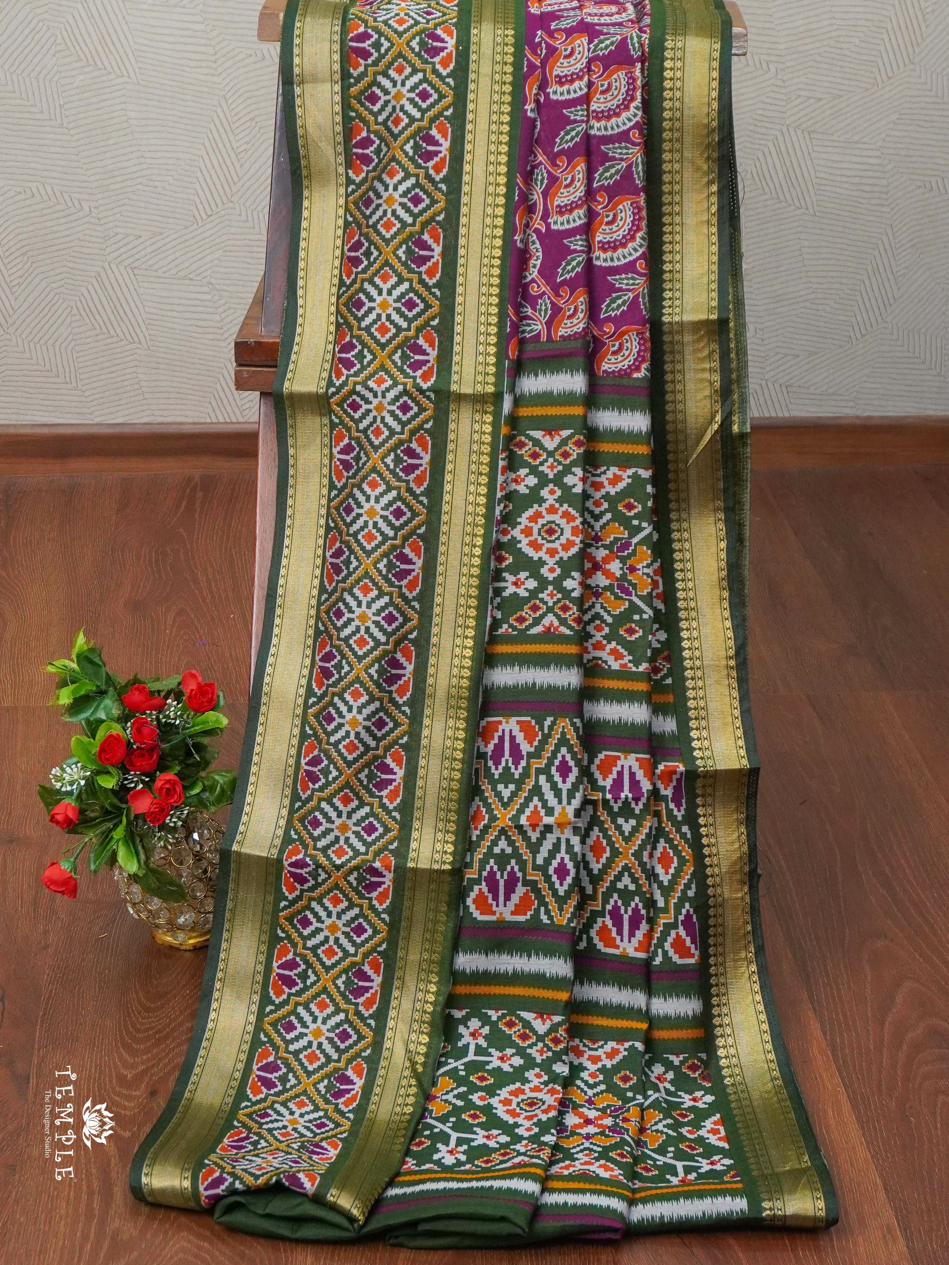 Chanderi Cotton Saree With Ajrakh Printed | TTDS1966