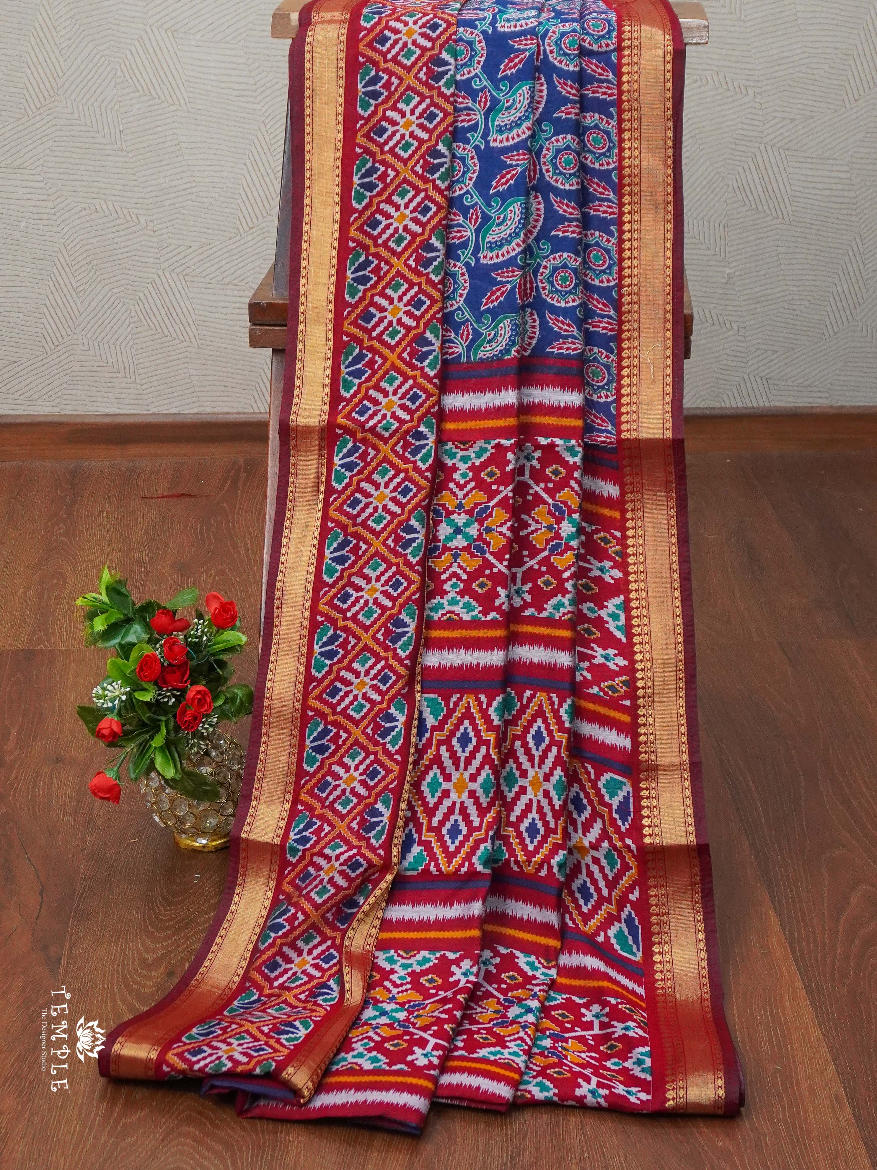 Chanderi Cotton Saree With Ajrakh Printed | TTDS1966