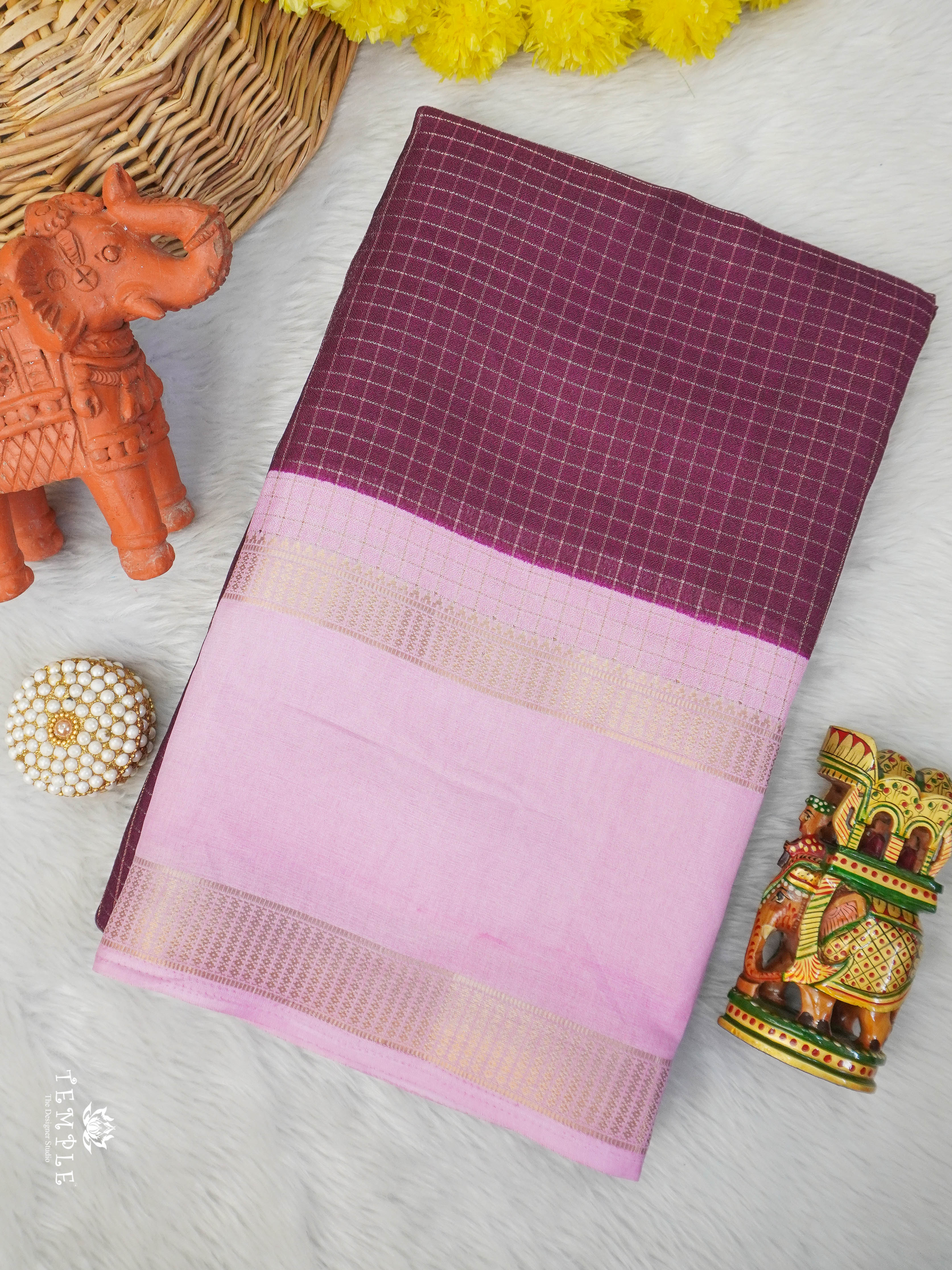 Checked Pattern Georgette Saree | TTDS2943