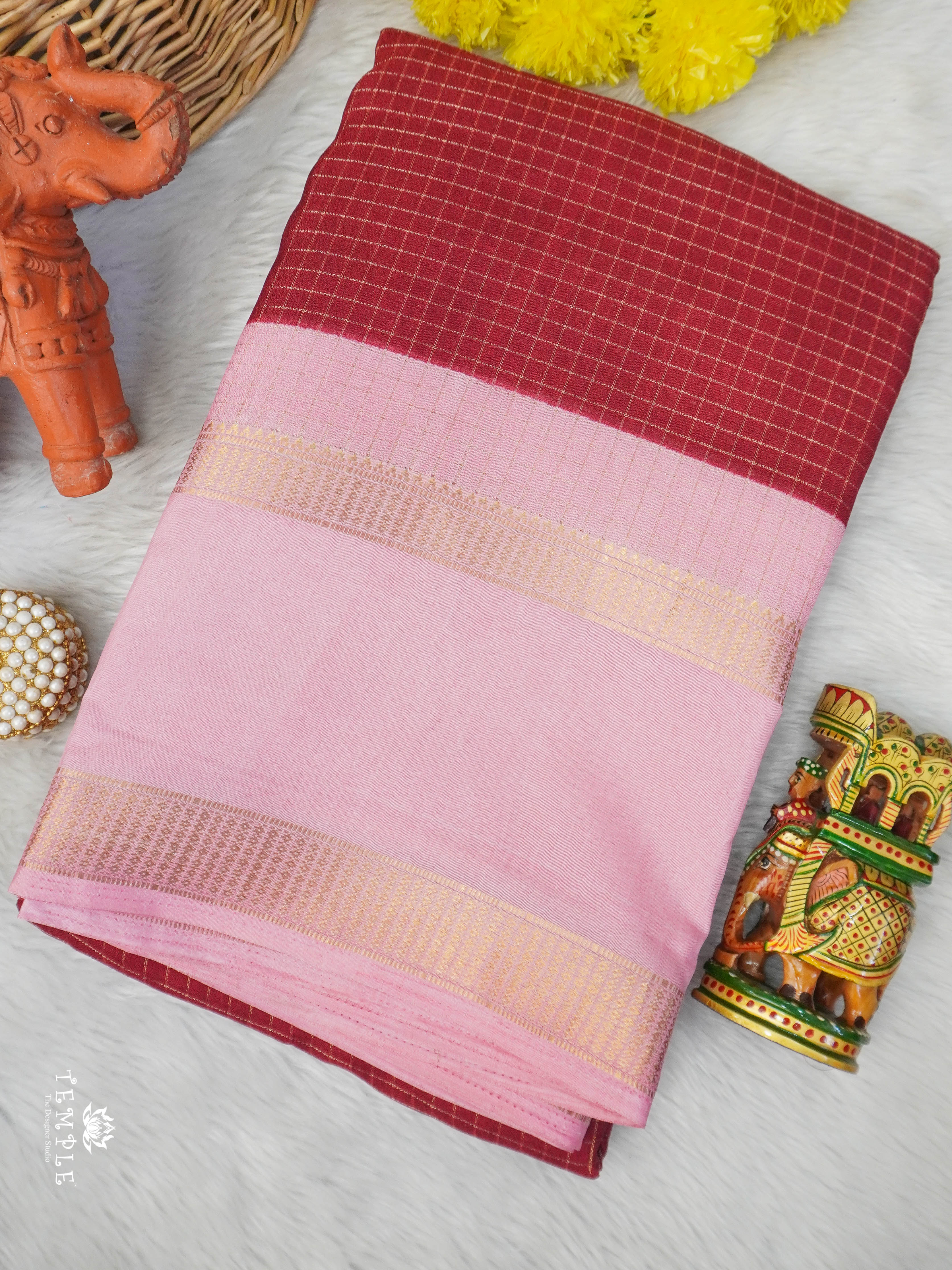 Checked Pattern Georgette Saree | TTDS2943