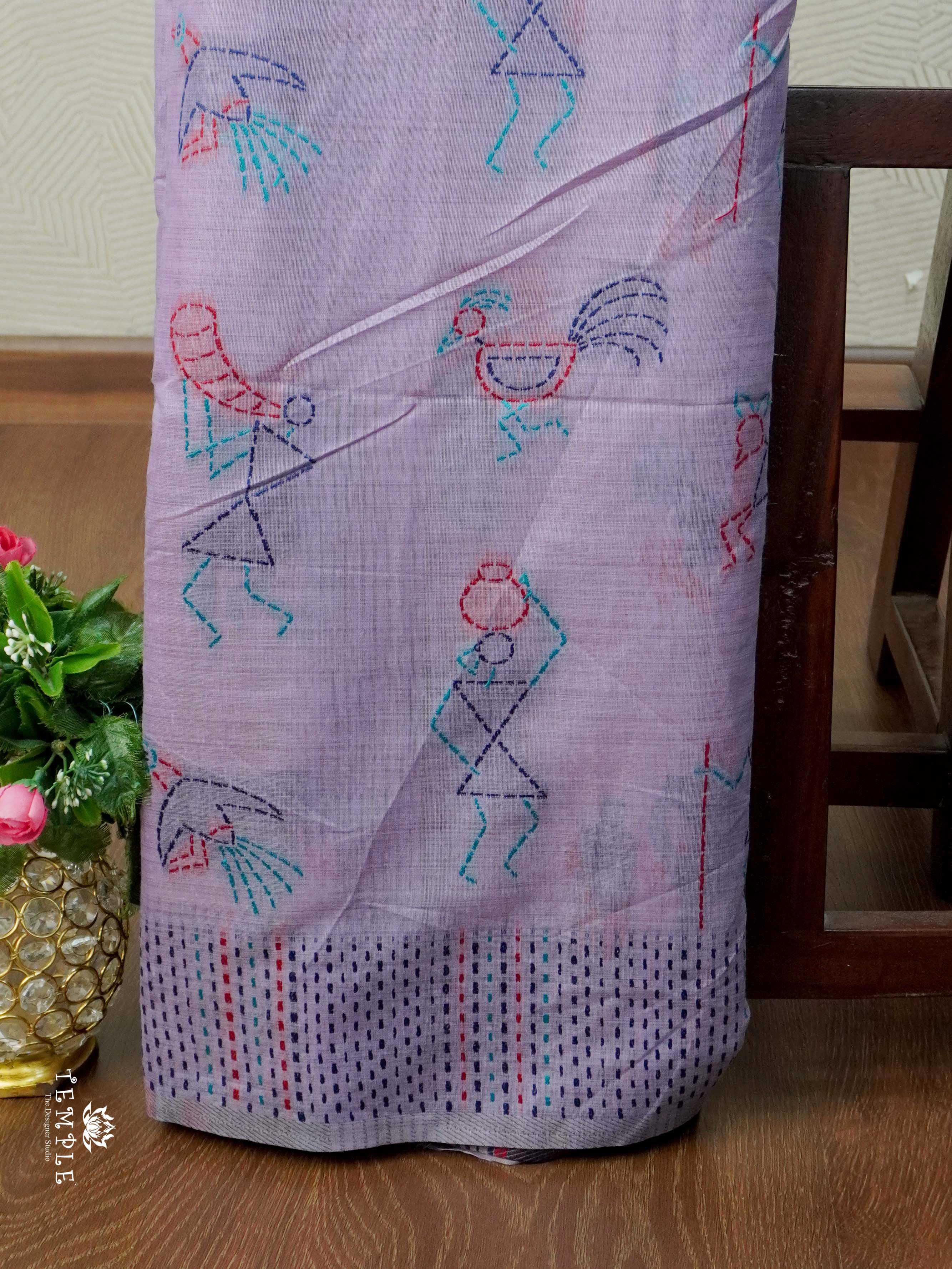 Chanderi Cotton Saree With Thread Woven | TTDS2463