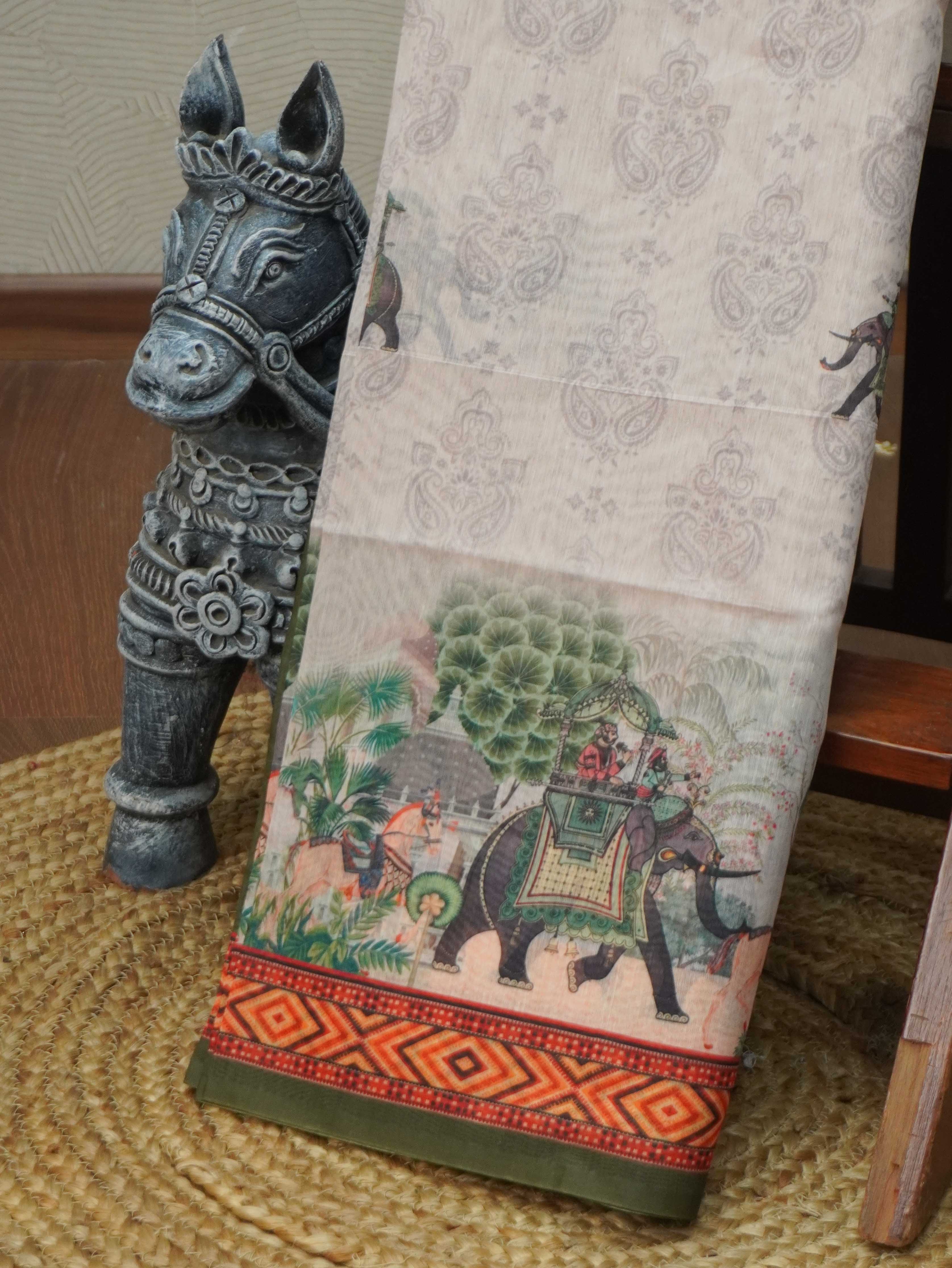 Varnika Printed Chanderi Cotton Saree | TTDS2098