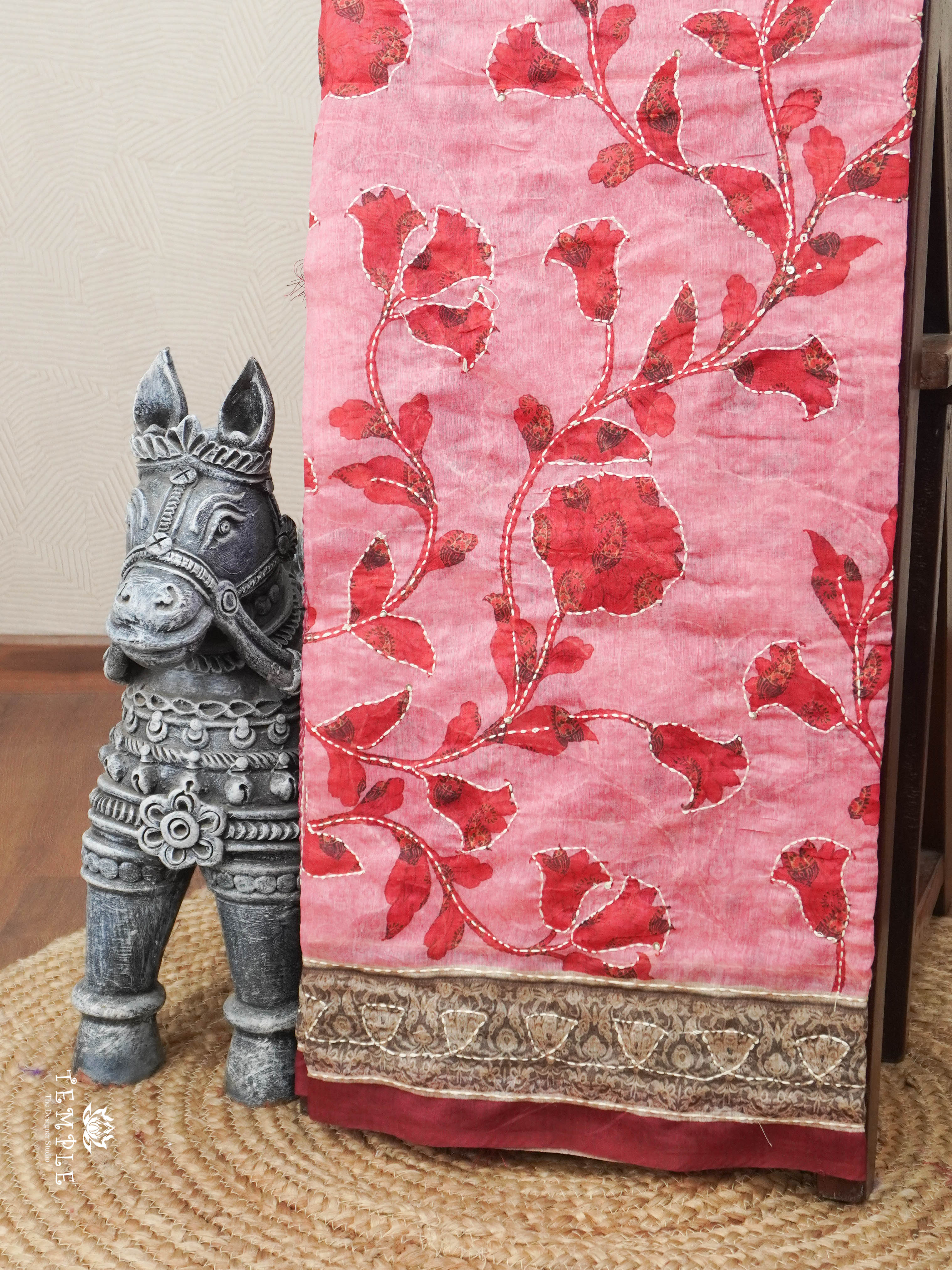 Cotton Saree With Kantha Stitches | TTDS2962