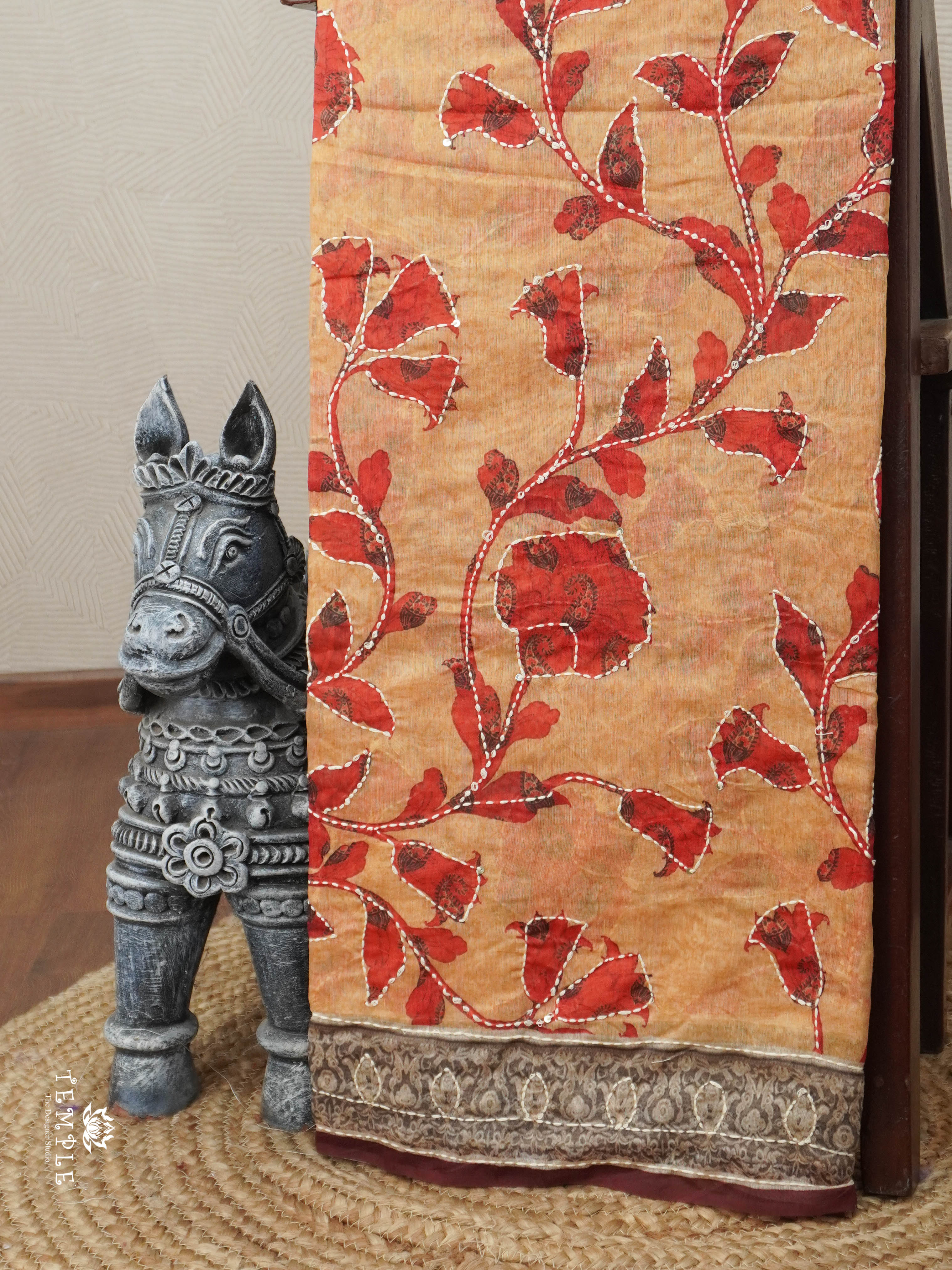 Cotton Saree With Kantha Stitches | TTDS2962