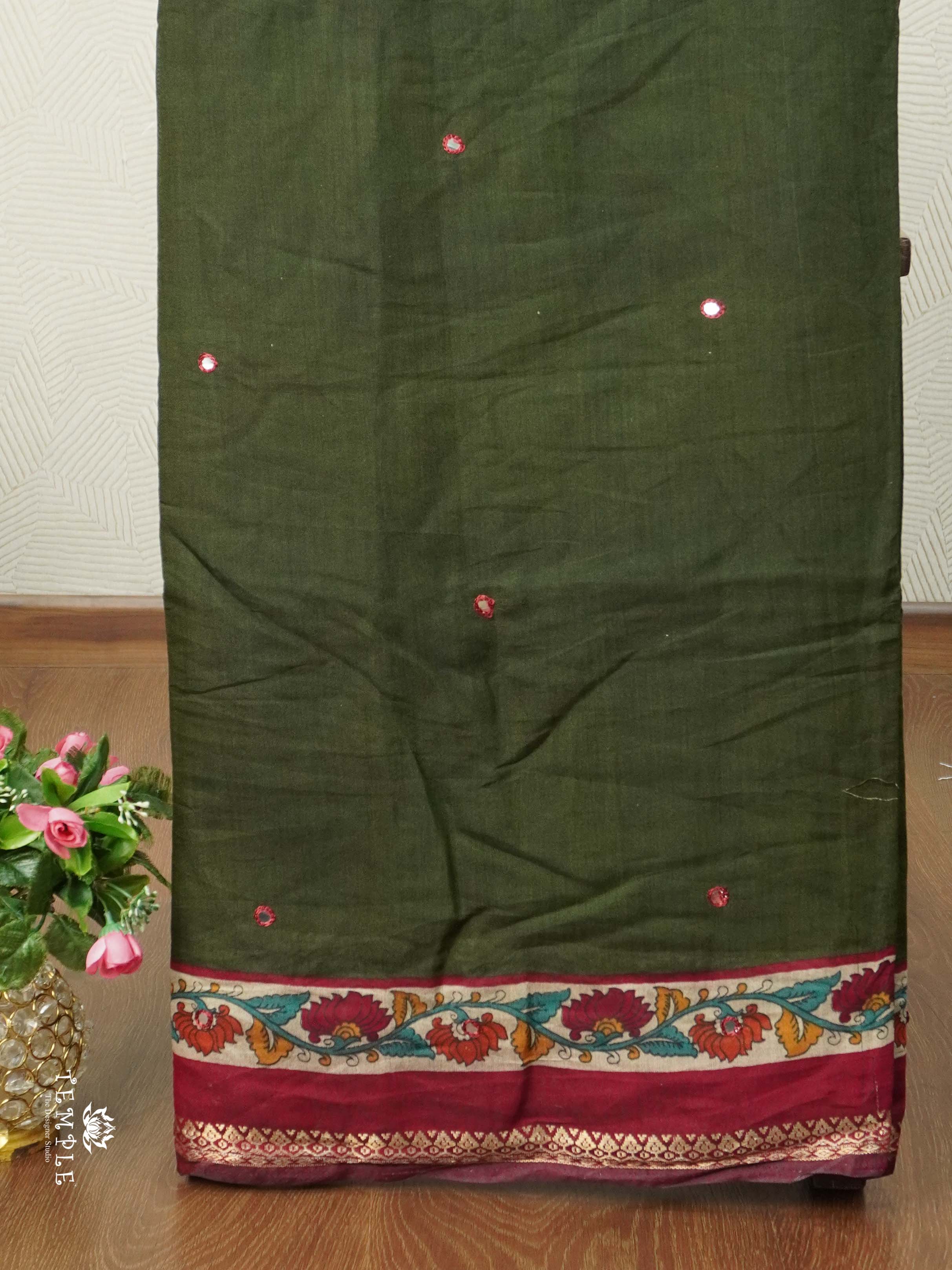 Chanderi Cotton Saree With Mirror Work | TTDS2467
