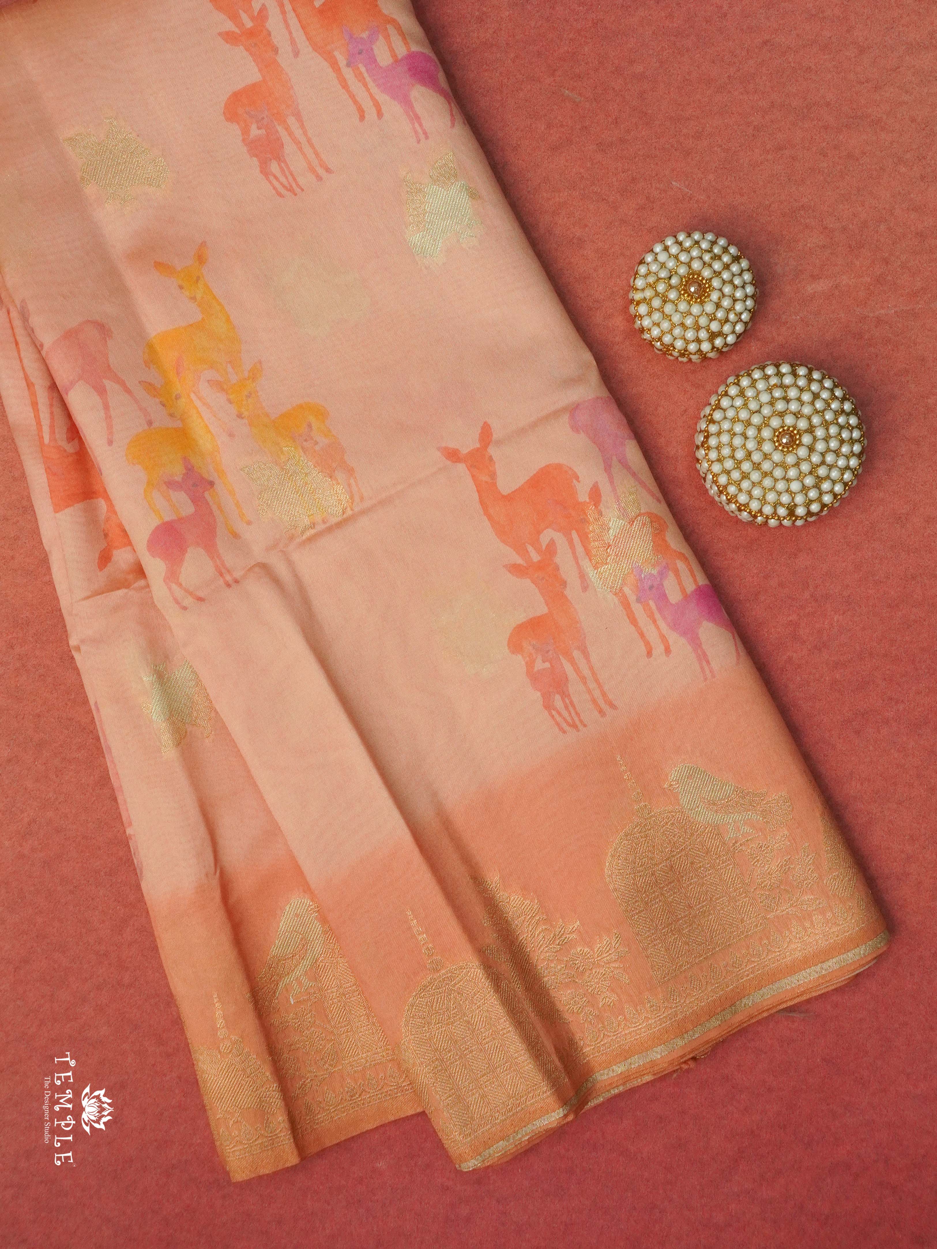 Deer Printed Banarasi Silk Saree | TTDS2470