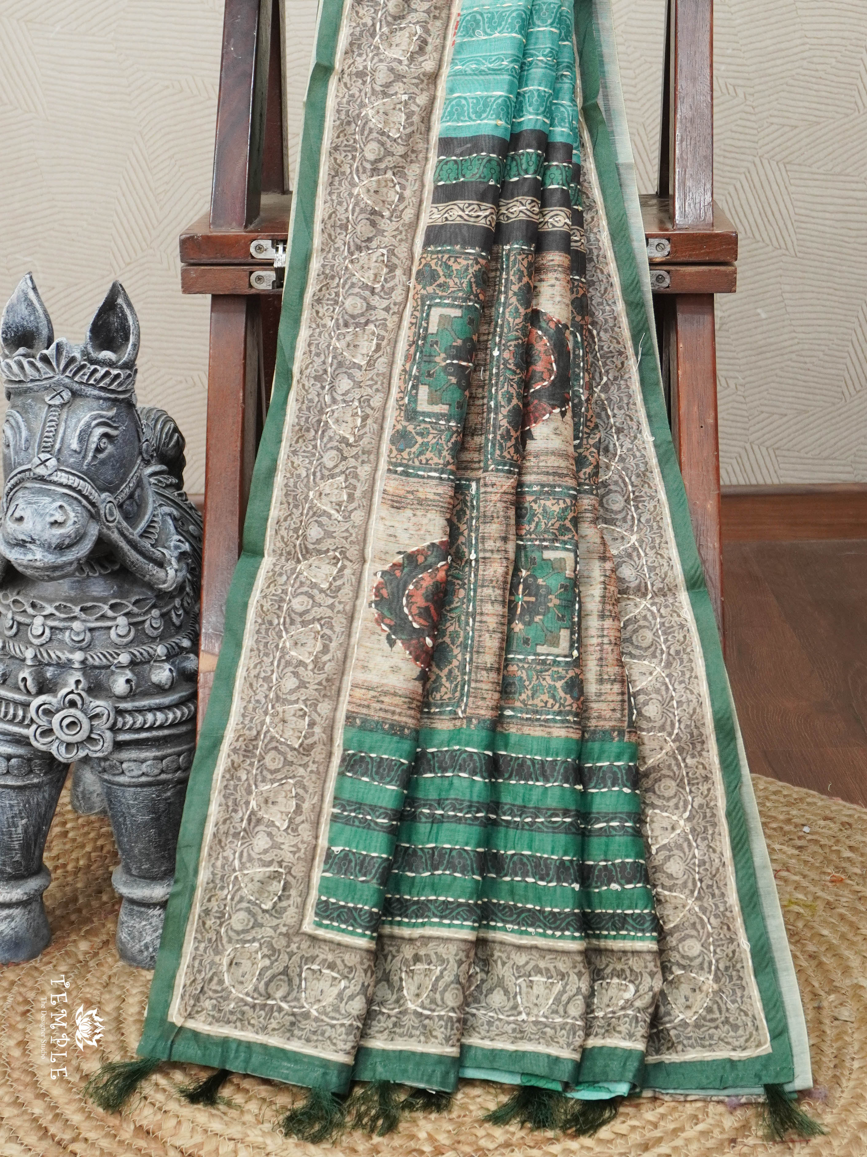 Cotton Saree With Kantha Stitches | TTDS2962