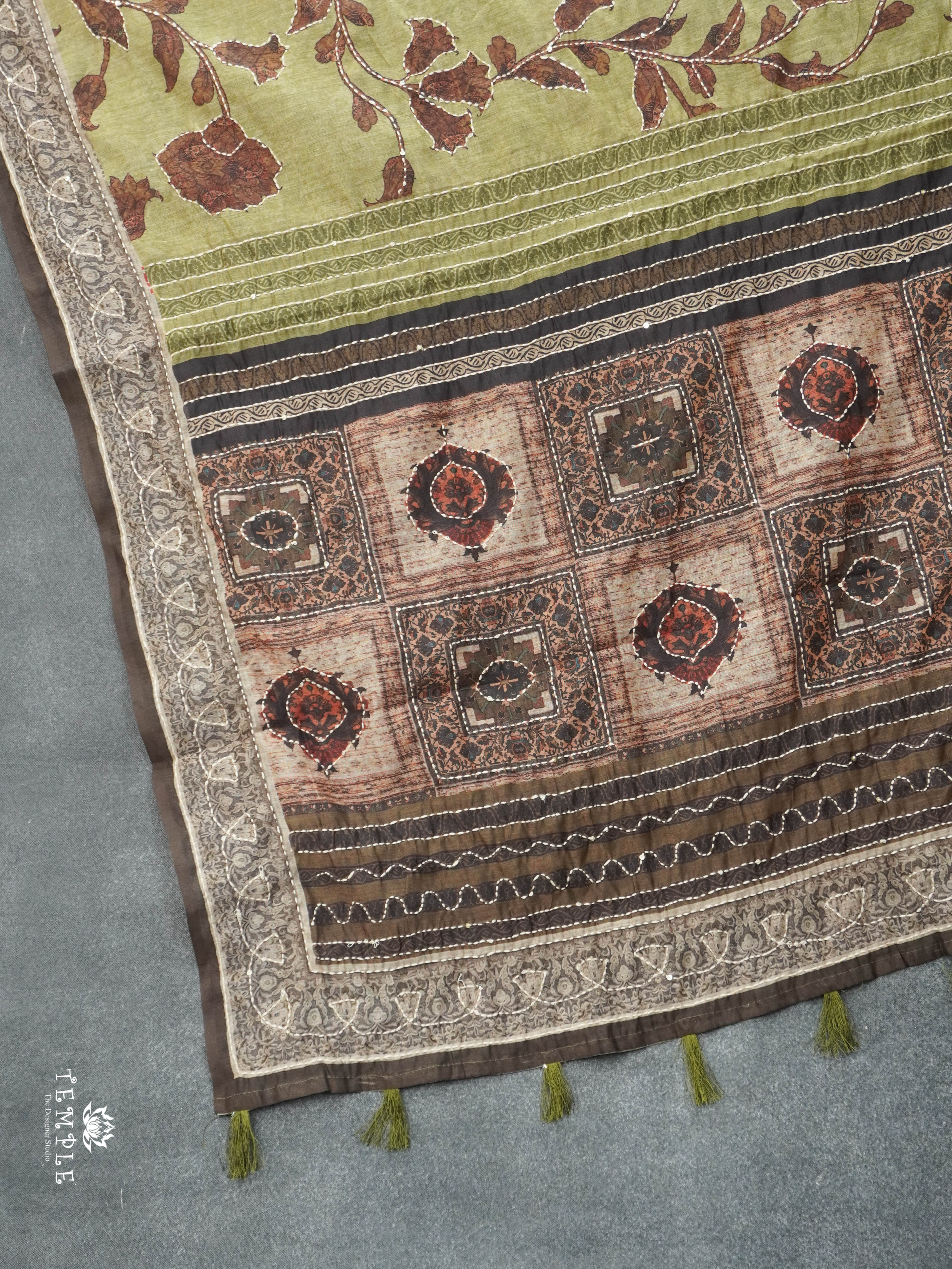 Cotton Saree With Kantha Stitches | TTDS2962