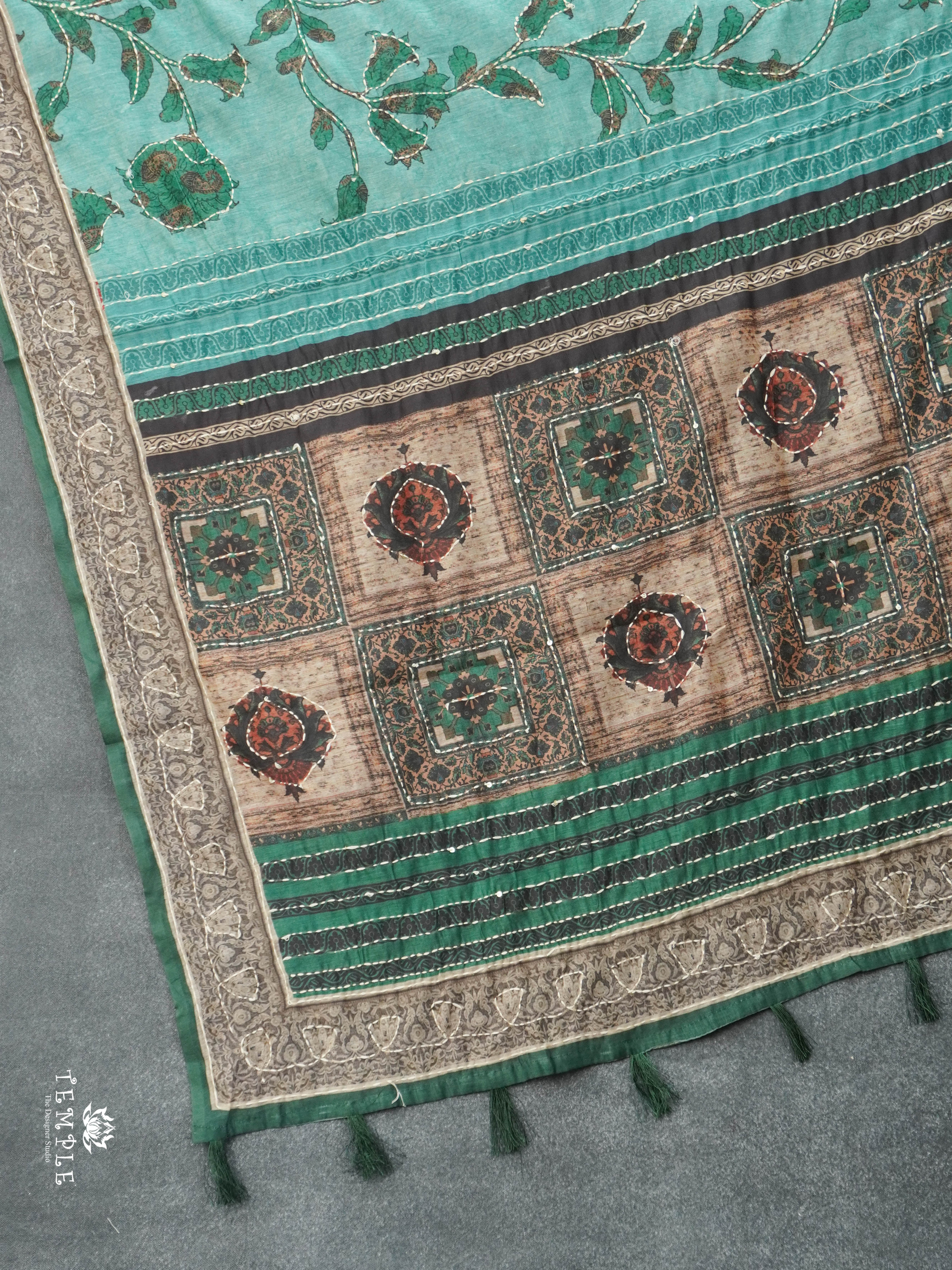 Cotton Saree With Kantha Stitches | TTDS2962