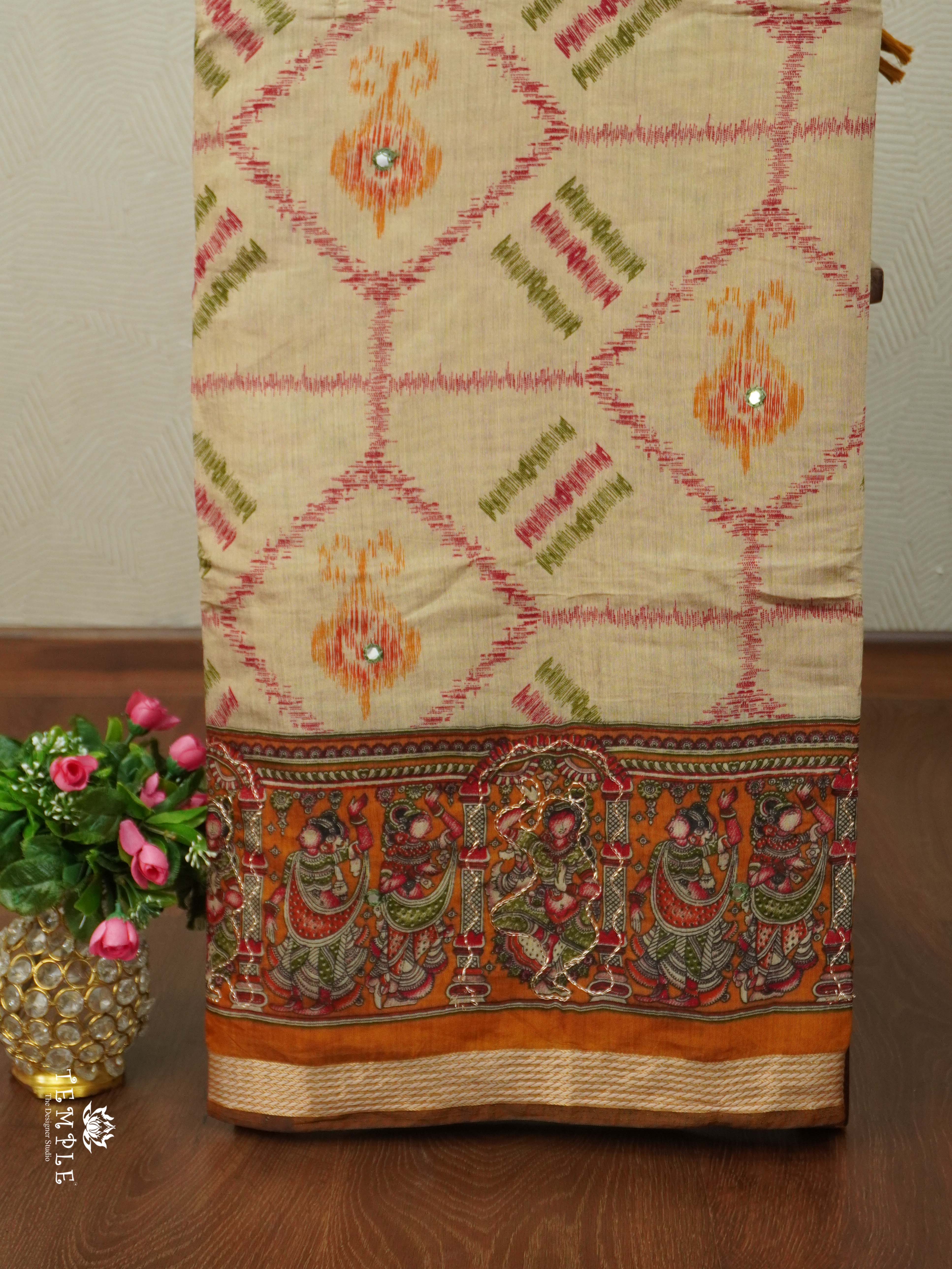 Chanderi Cotton Saree With Mirror Work | TTDS2489