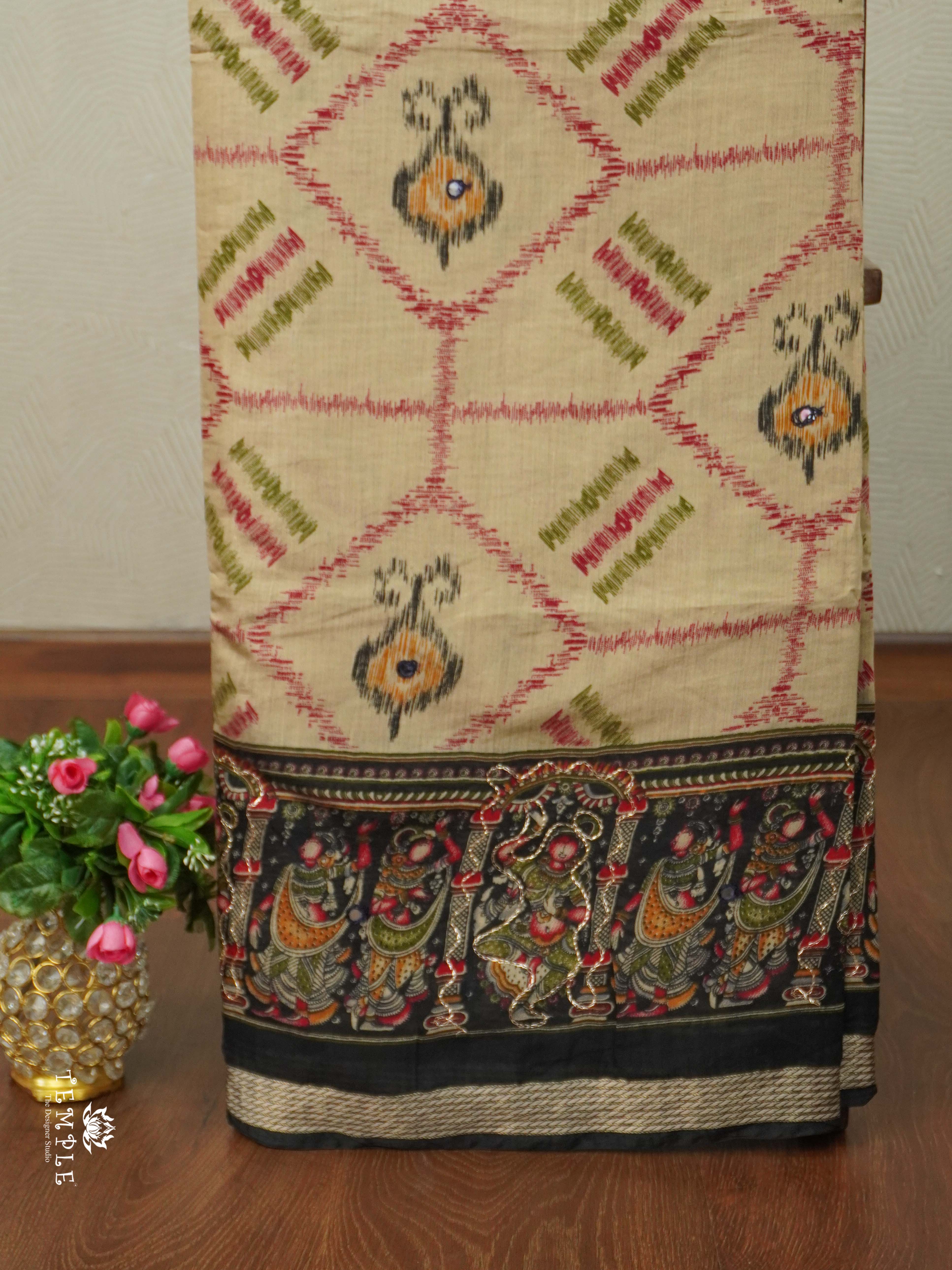 Chanderi Cotton Saree With Mirror Work | TTDS2489