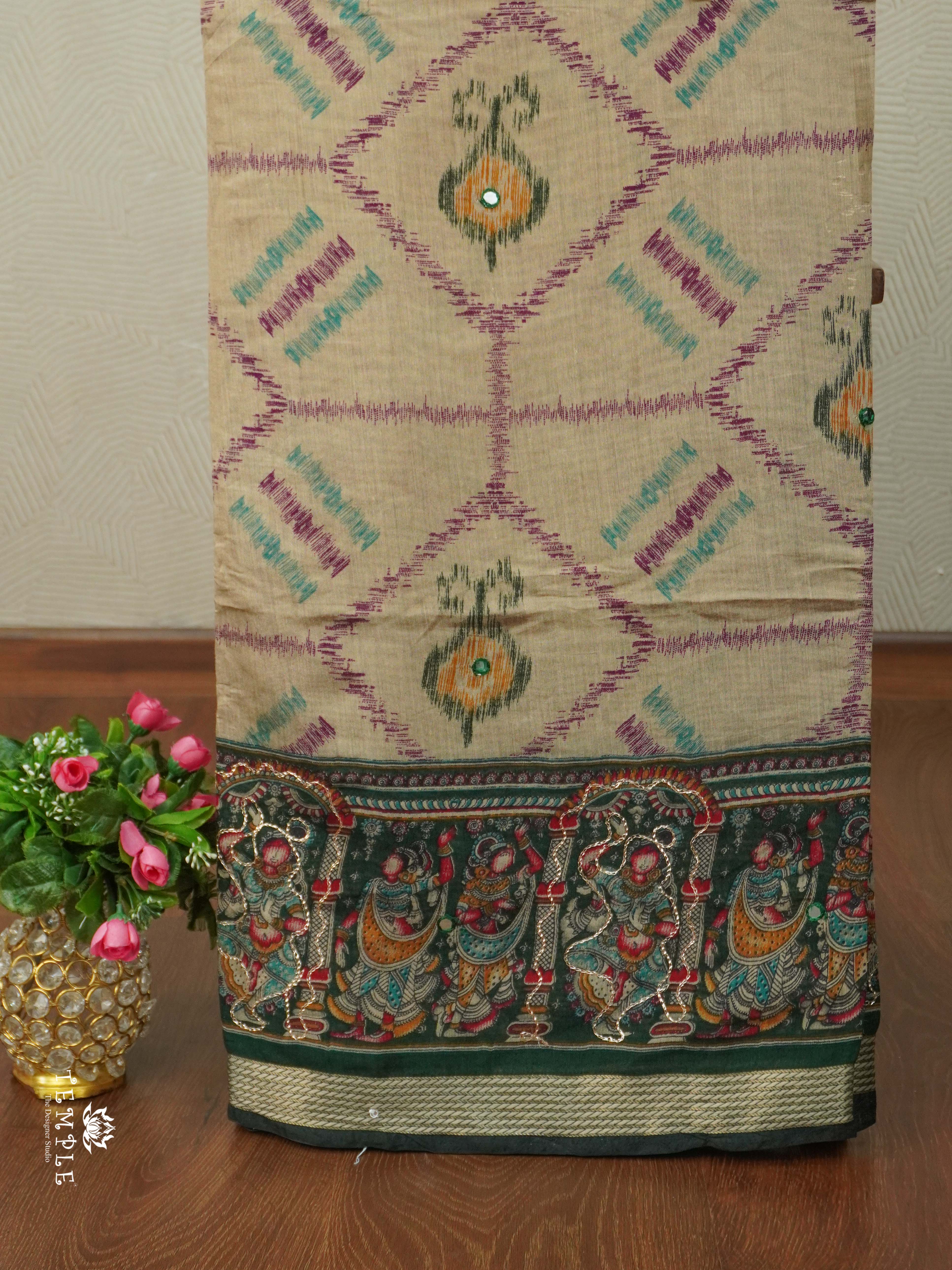 Chanderi Cotton Saree With Mirror Work | TTDS2489