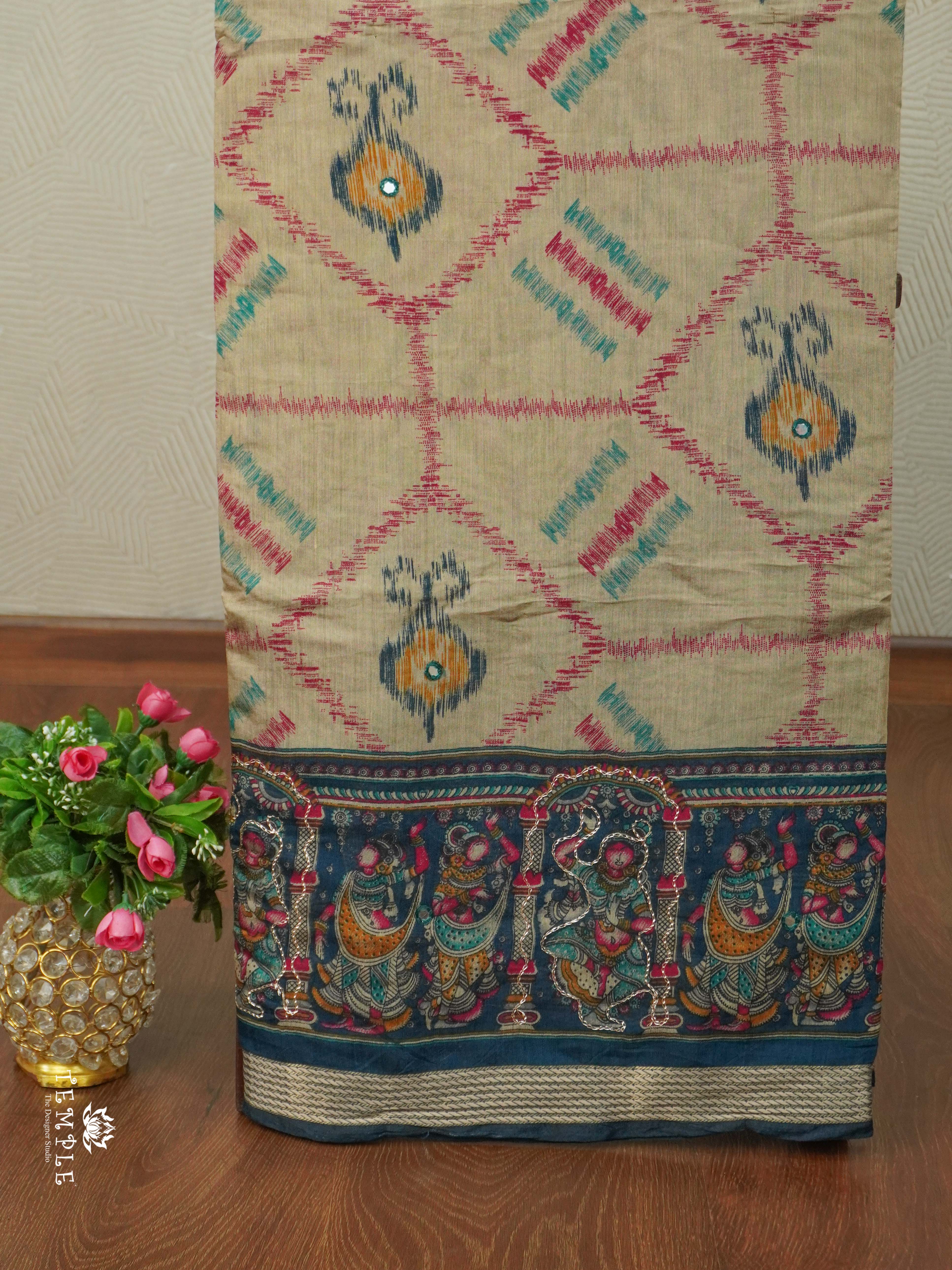 Chanderi Cotton Saree With Mirror Work | TTDS2489