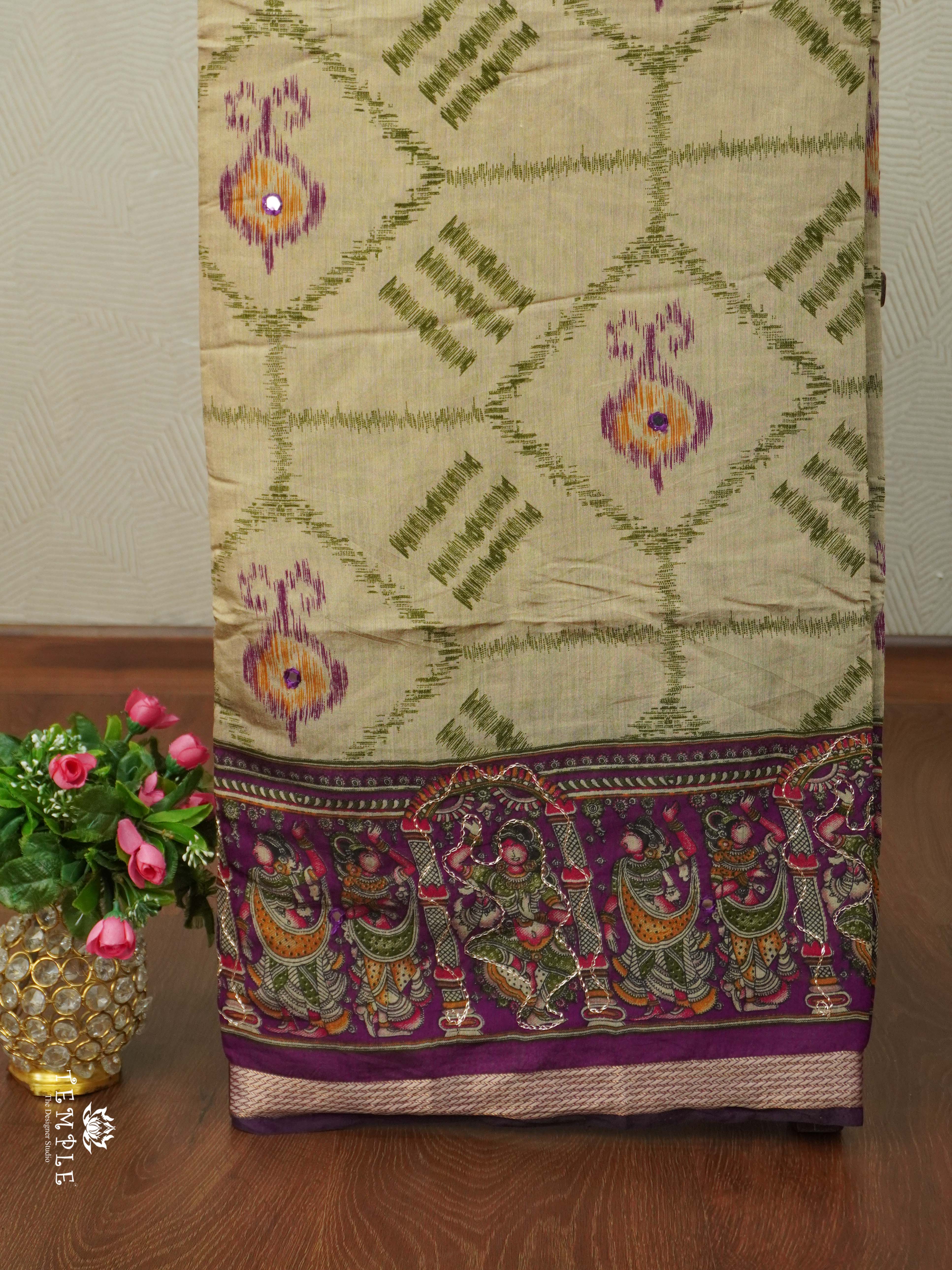 Chanderi Cotton Saree With Mirror Work | TTDS2489