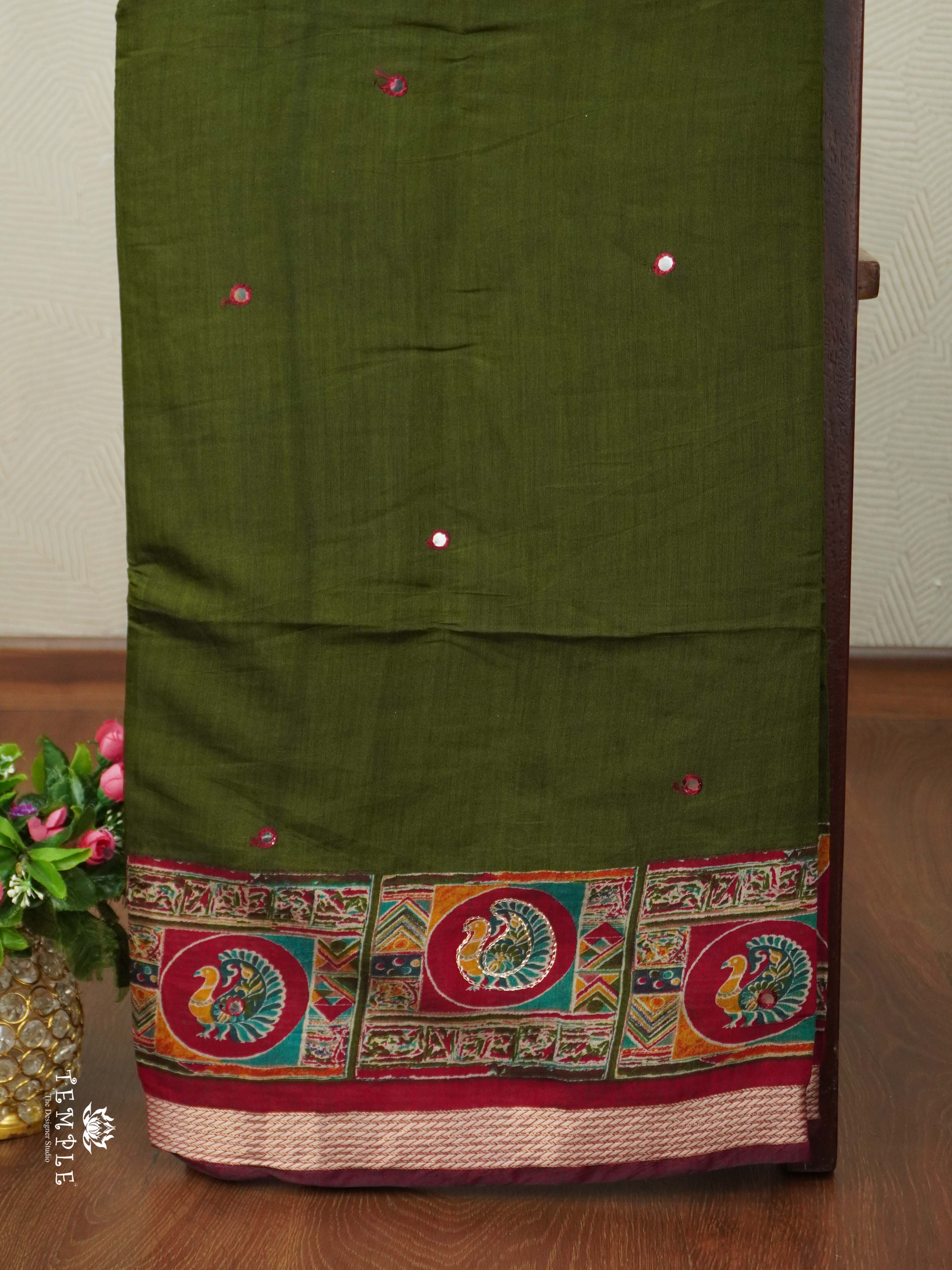 Chanderi Cotton Saree With Mirror Work | TTDS2490