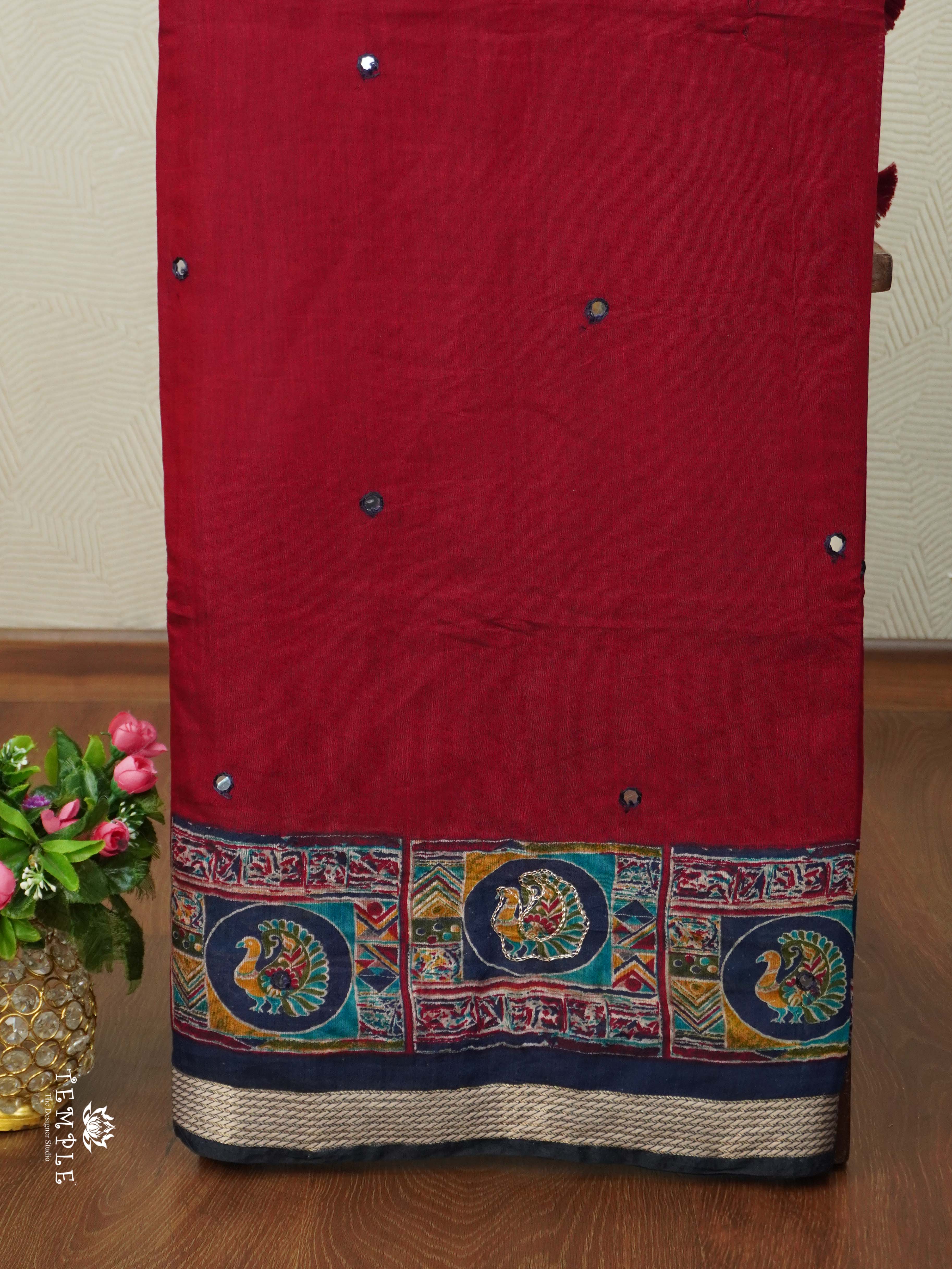 Chanderi Cotton Saree With Mirror Work | TTDS2490