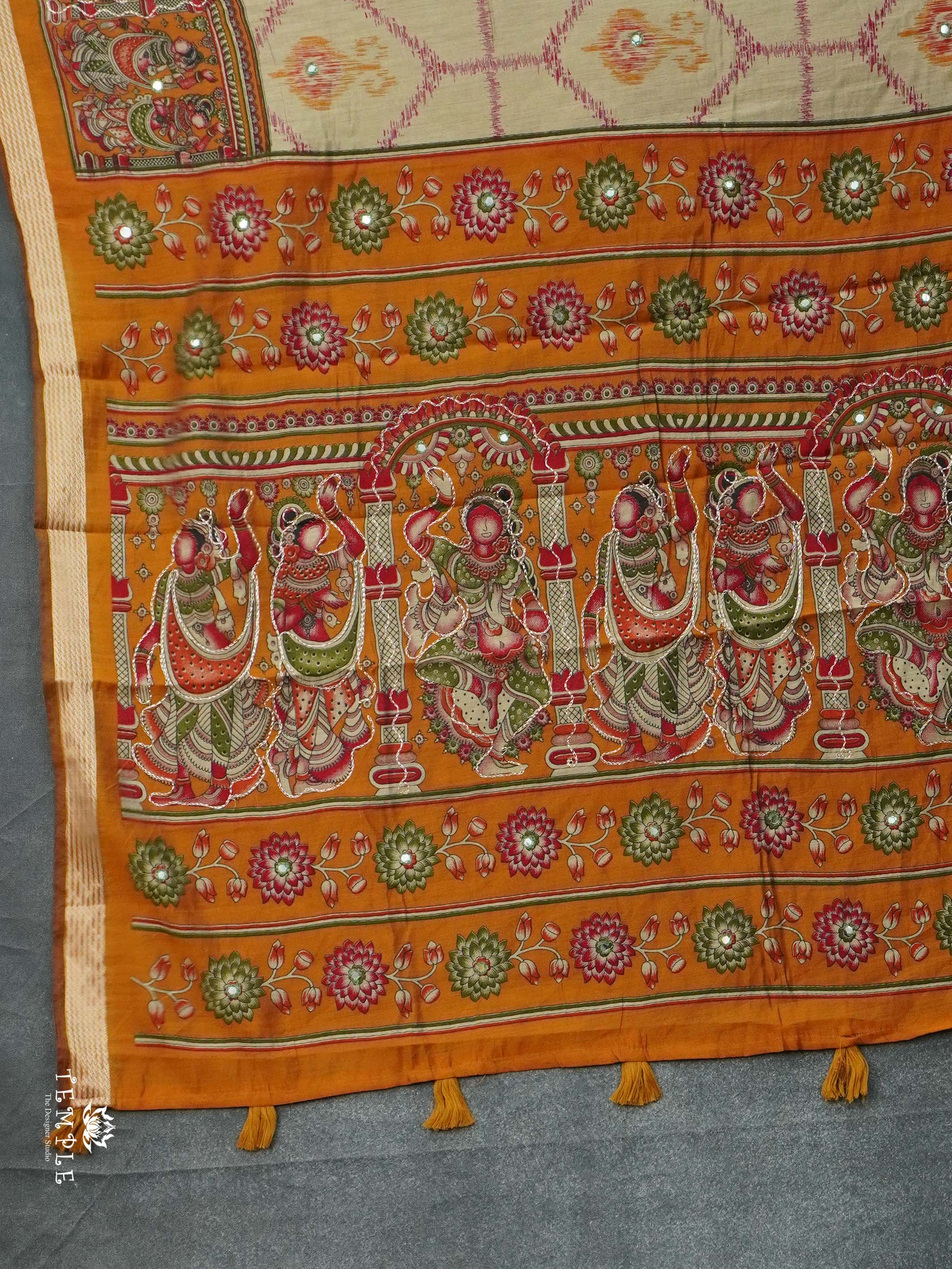 Chanderi Cotton Saree With Mirror Work | TTDS2489