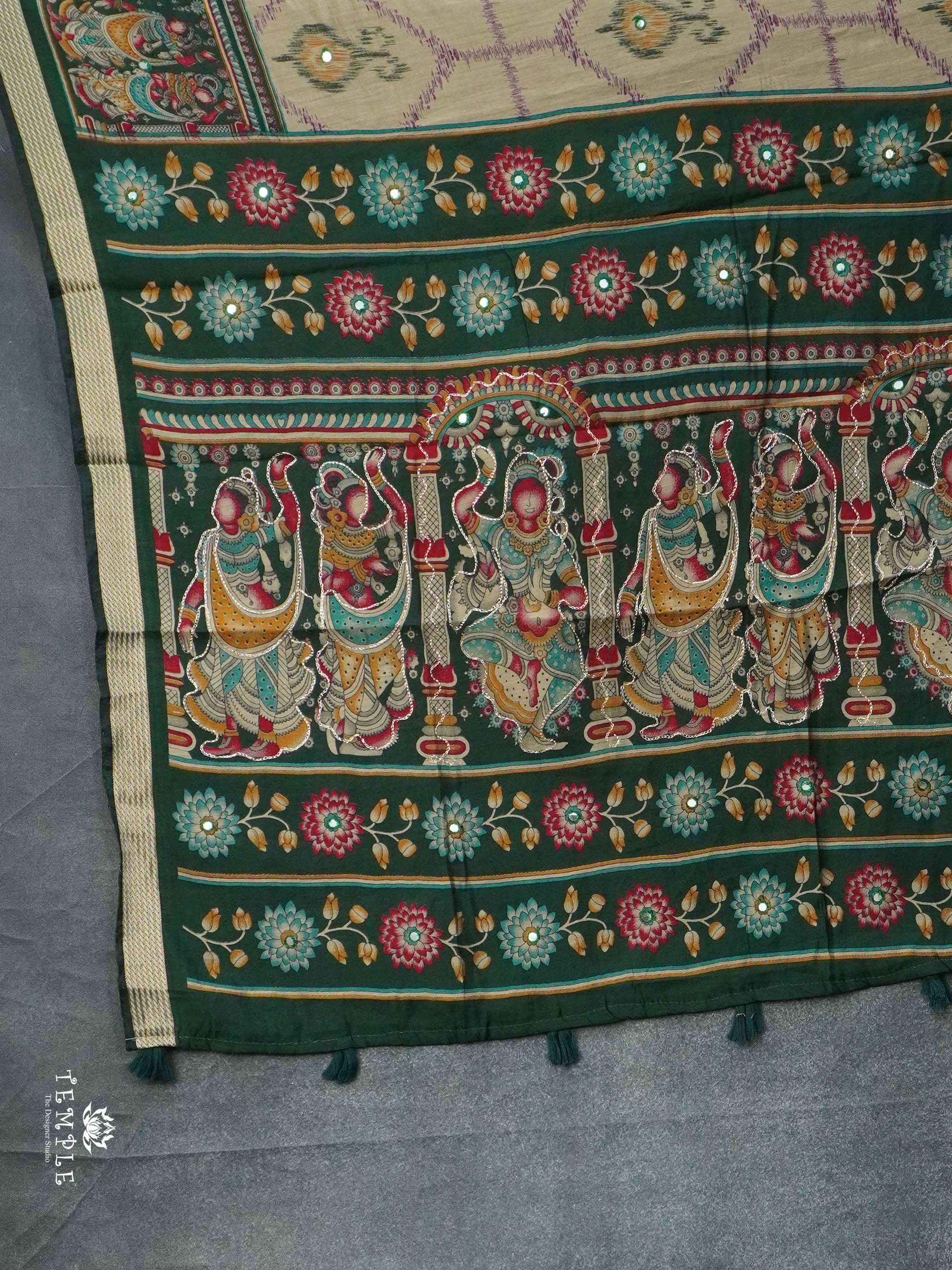 Chanderi Cotton Saree With Mirror Work | TTDS2489