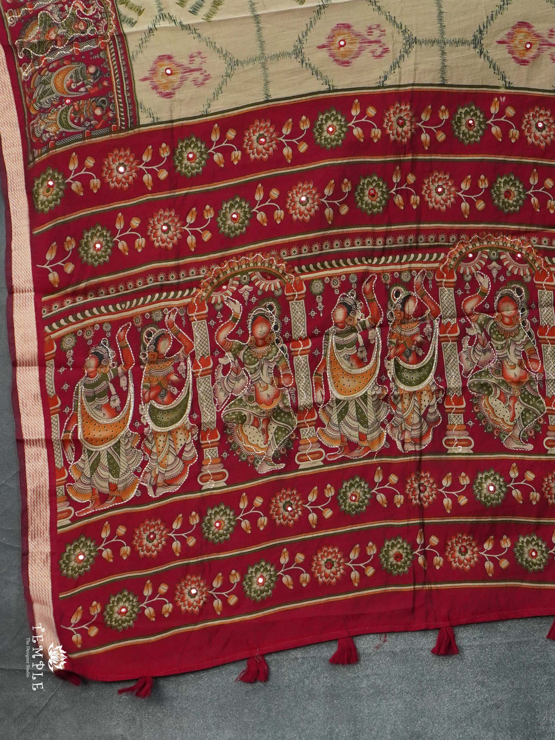 Chanderi Cotton Saree With Mirror Work | TTDS2489