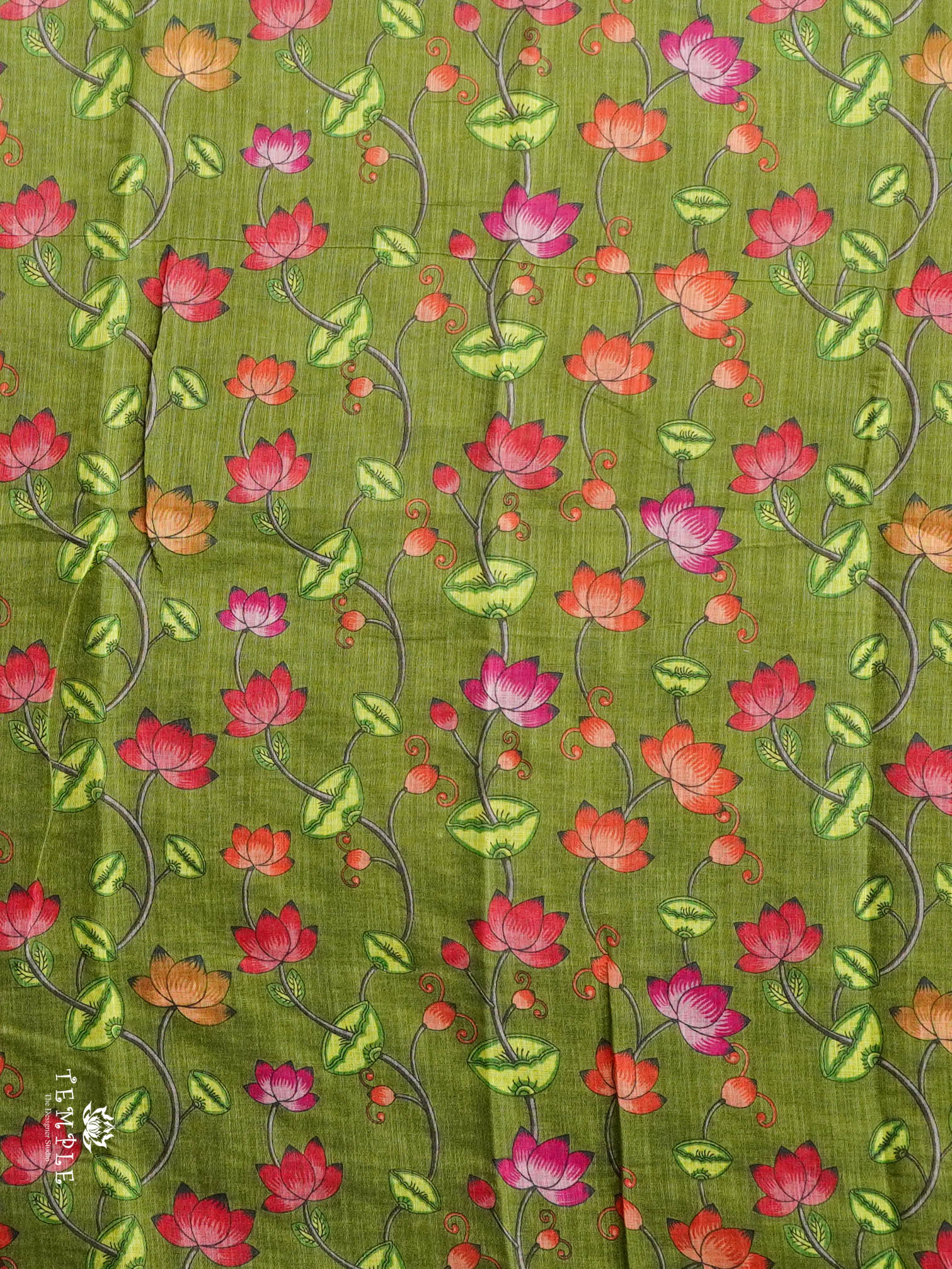 Elephant Printed Linen Cotton Saree | TTDS2976