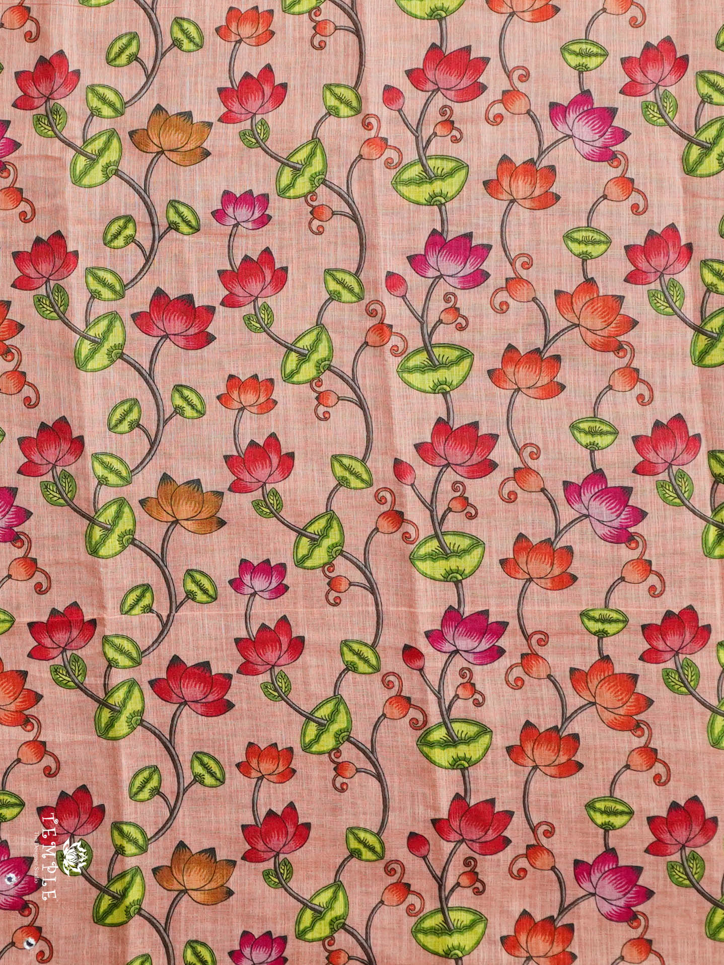 Elephant Printed Linen Cotton Saree | TTDS2976