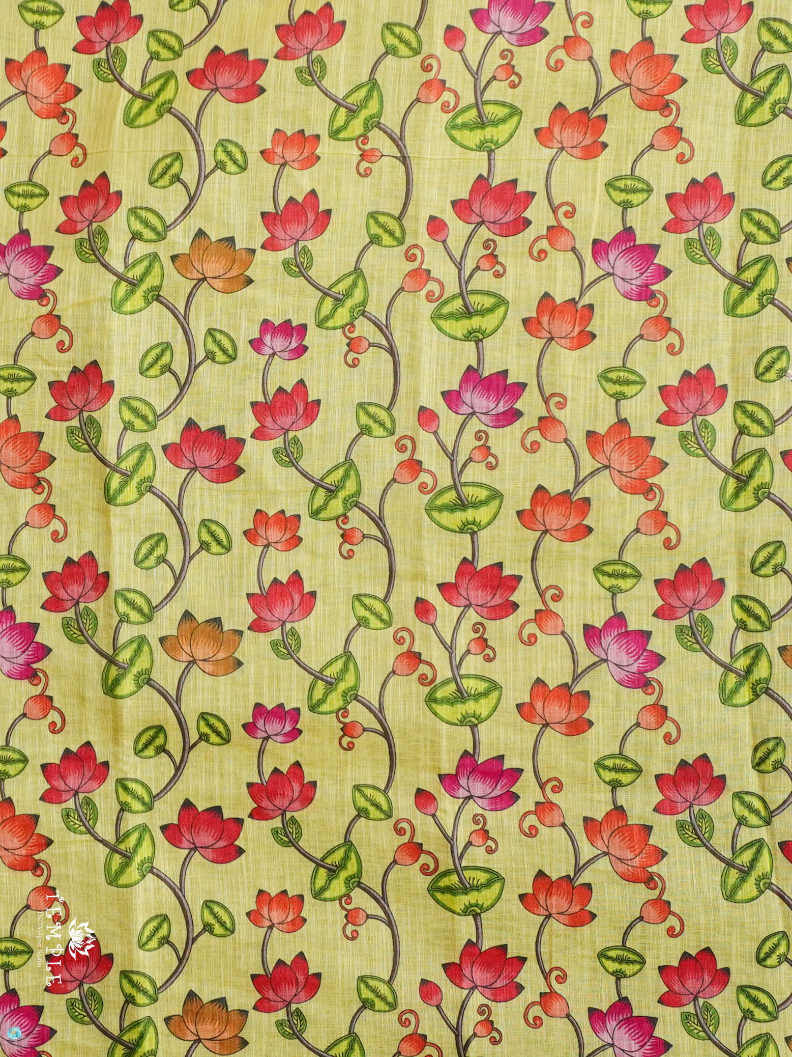 Elephant Printed Linen Cotton Saree | TTDS2976