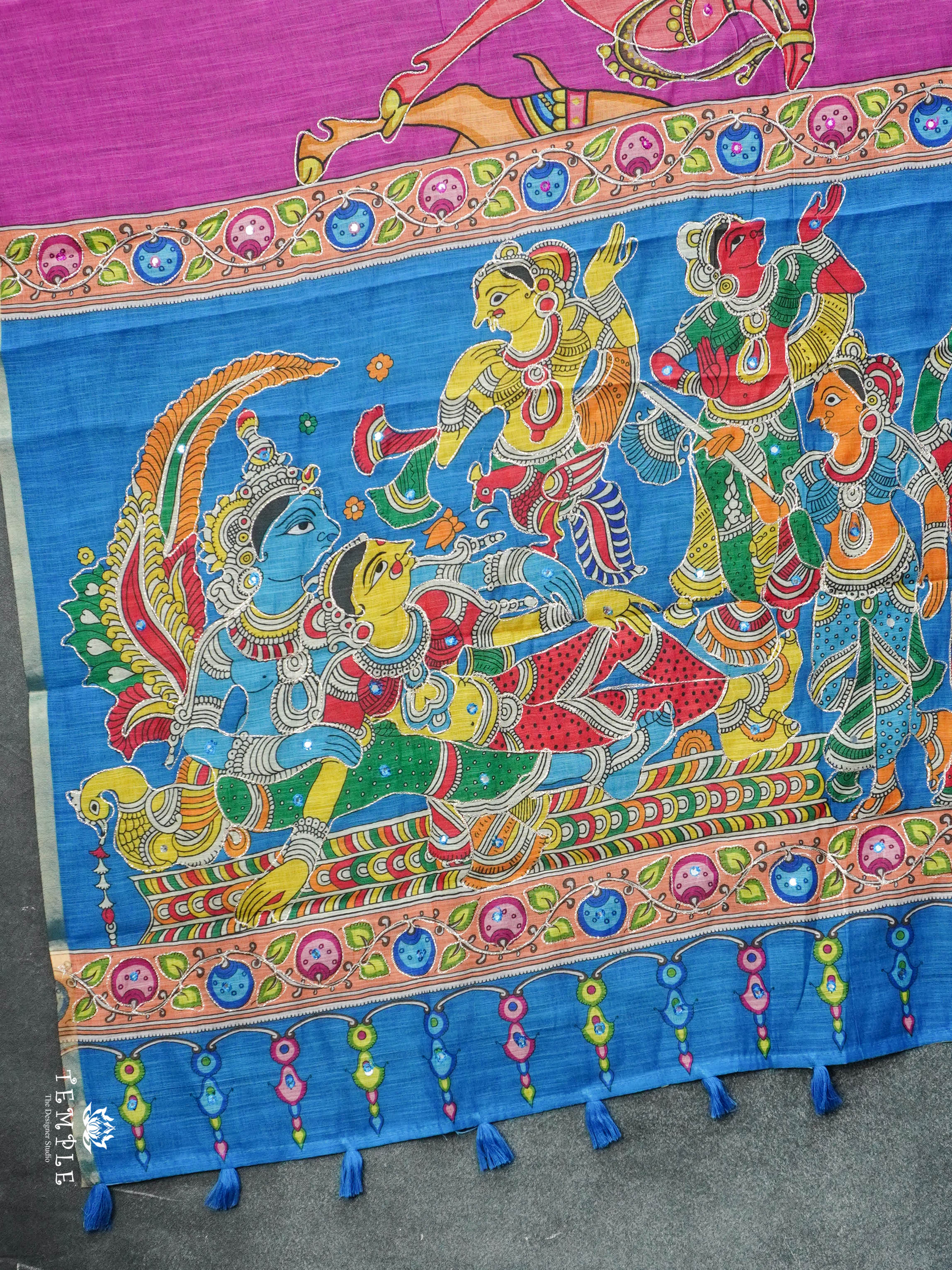 Camel Printed Linen Cotton Saree | TTDS2974