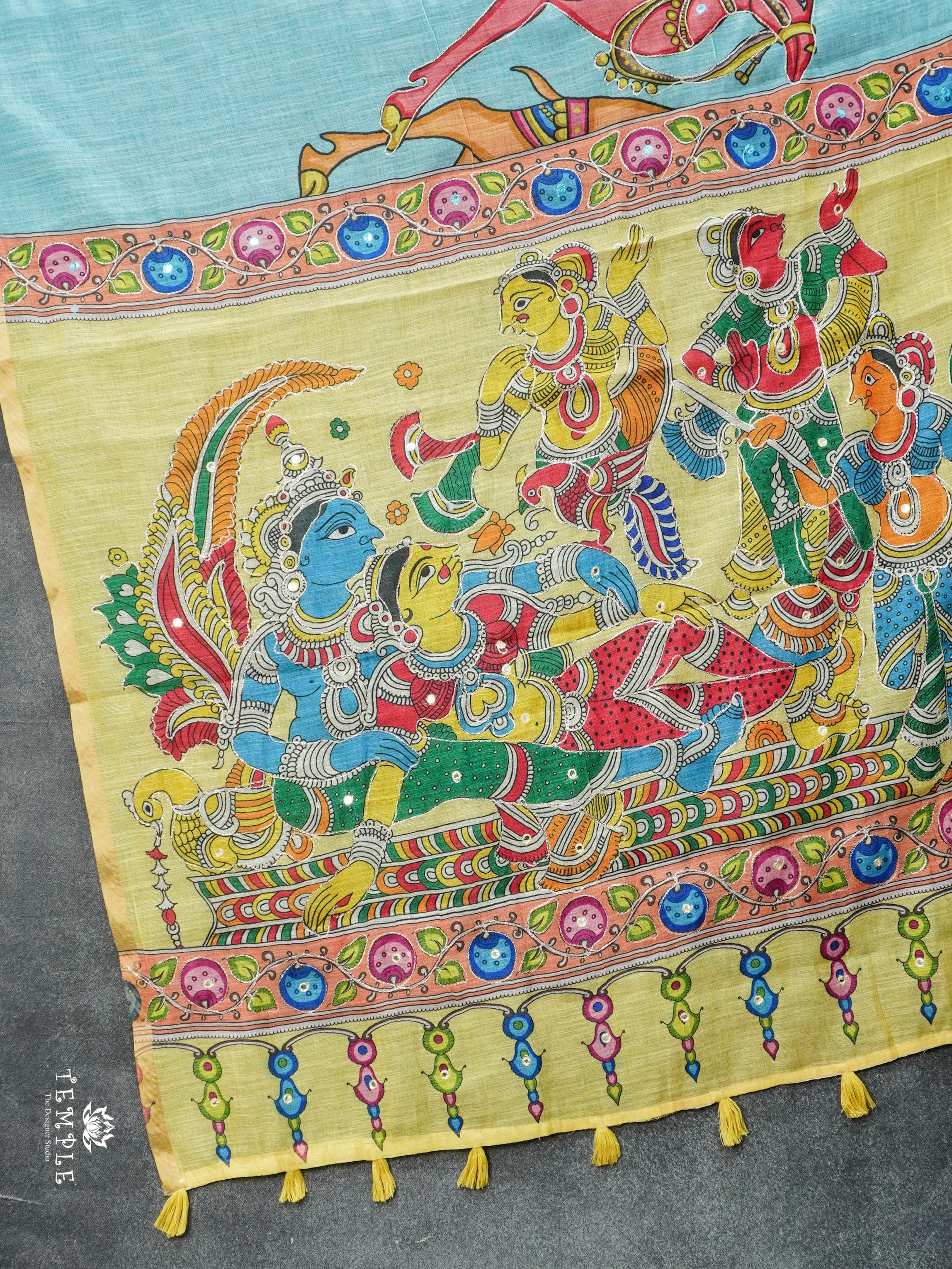 Deer Printed Linen Cotton Saree | TTDS2974