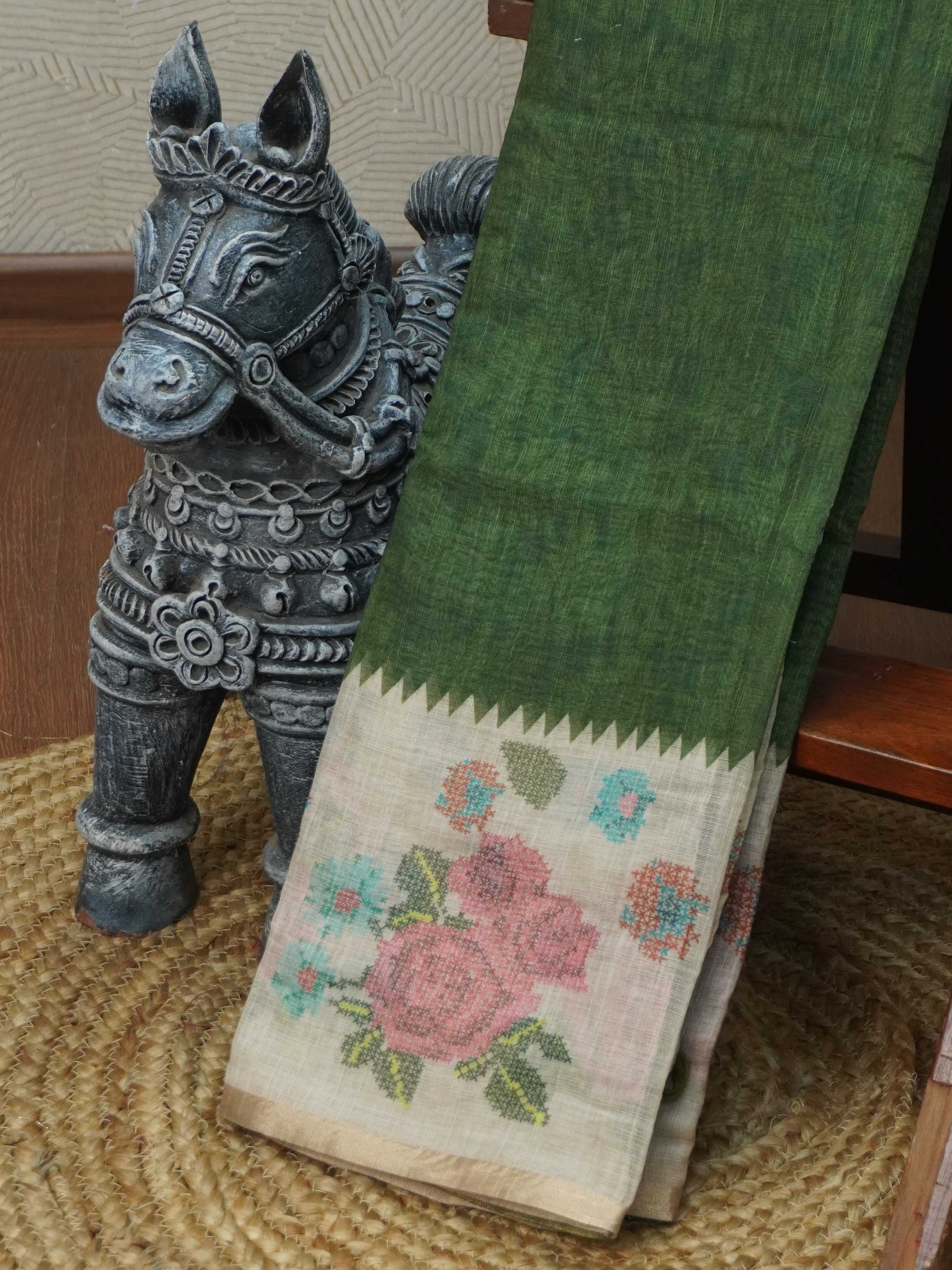 Linen Cotton Saree | TTDS3414