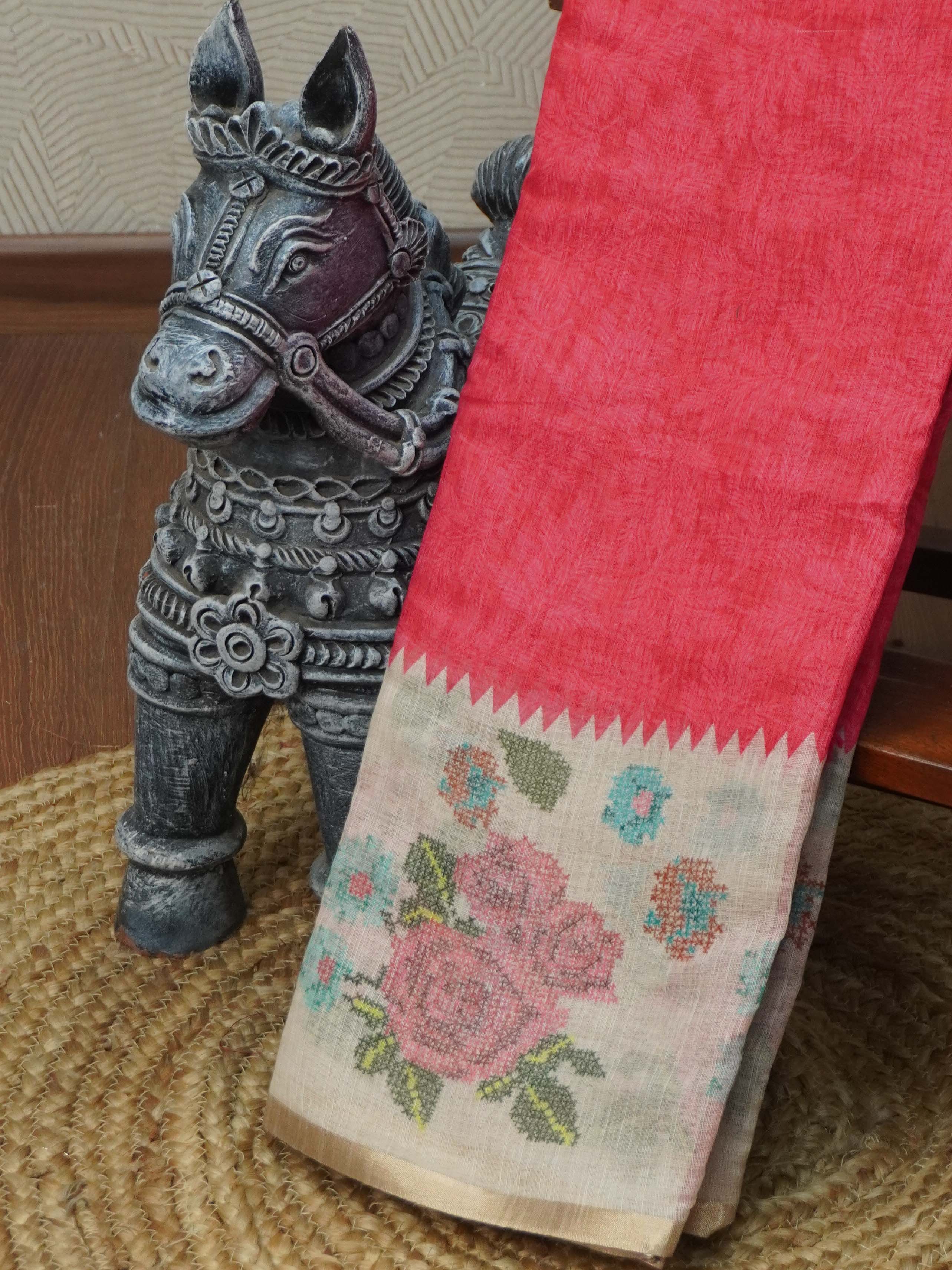 Linen Cotton Saree | TTDS3414