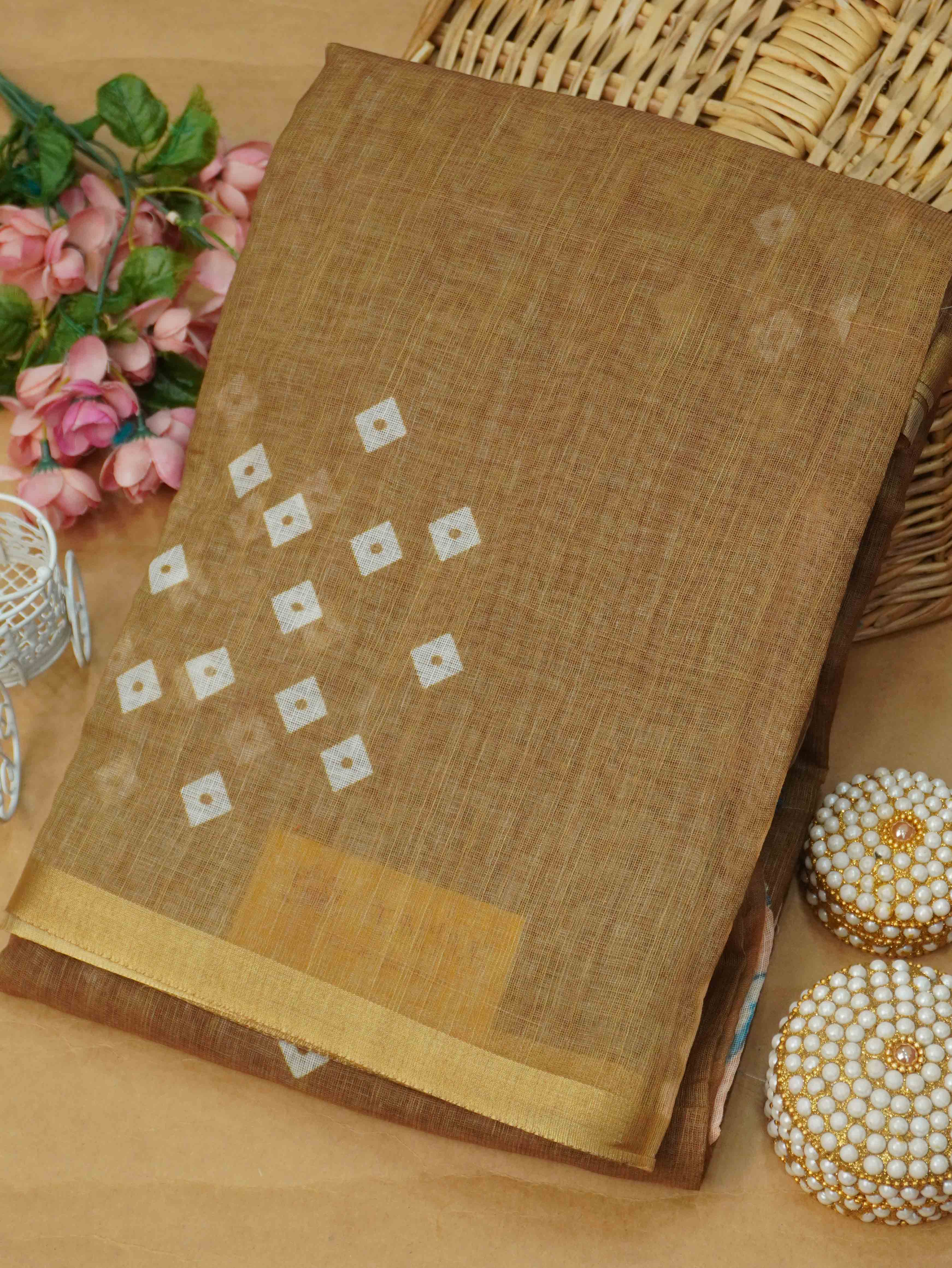Linen Cotton Saree | TTDS3411