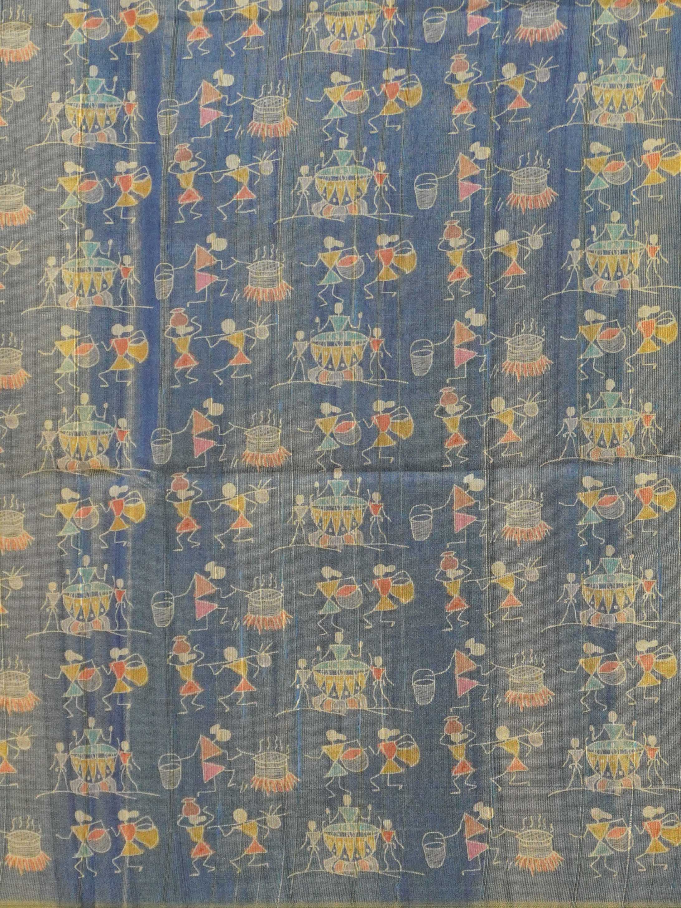 Printed Paper Tussar Saree | TTDS3417