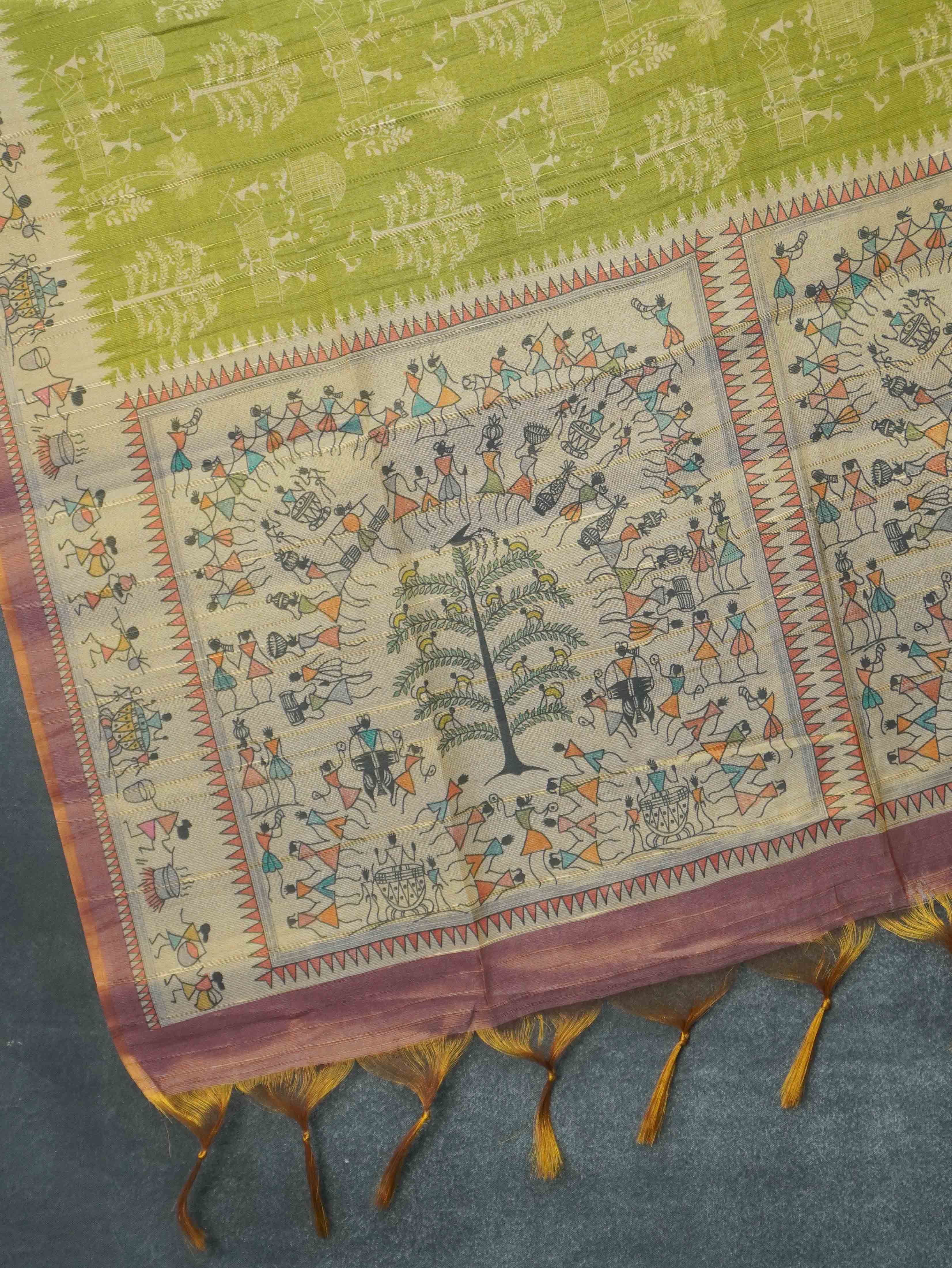 Printed Paper Tussar Saree | TTDS3417