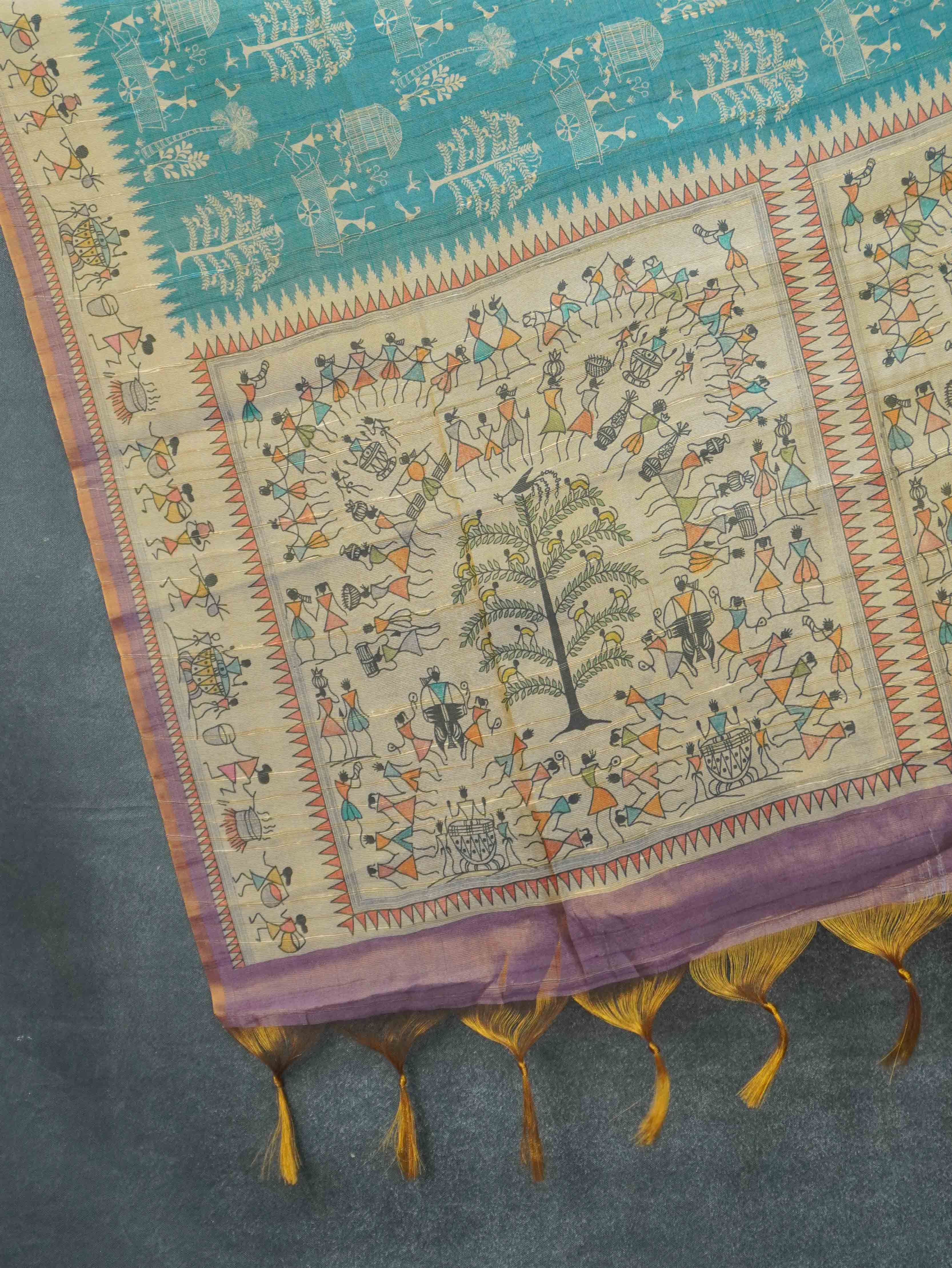Printed Paper Tussar Saree | TTDS3417