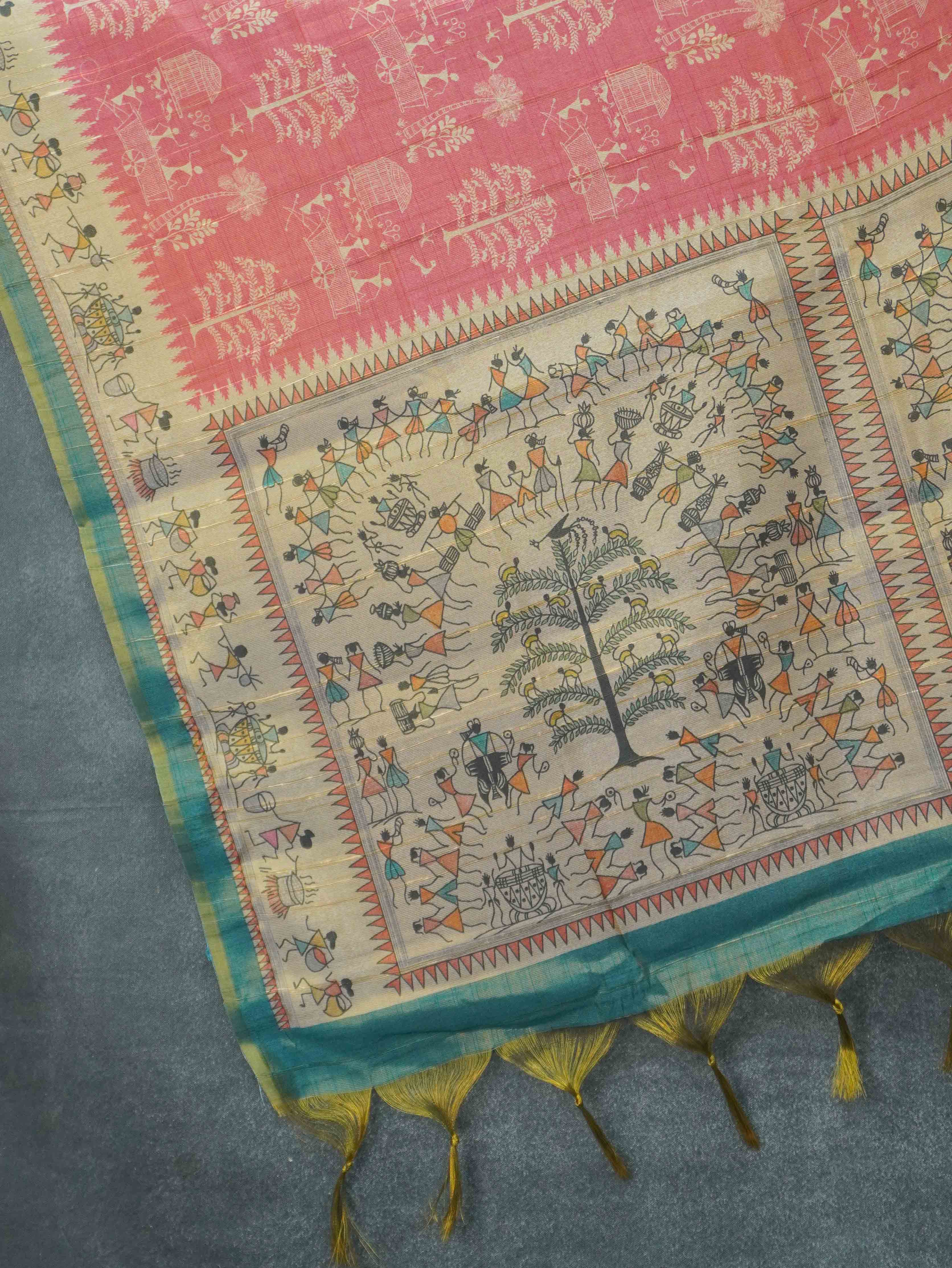 Printed Paper Tussar Saree | TTDS3417