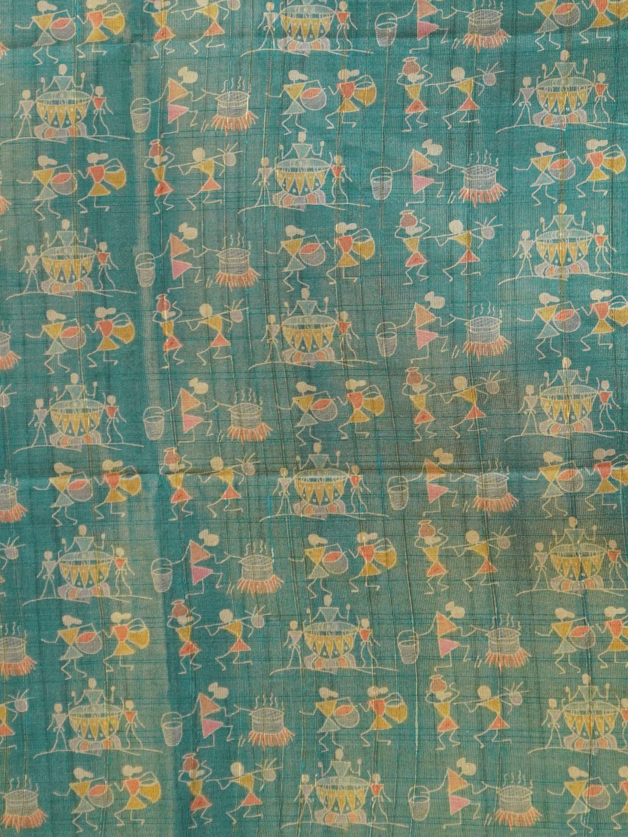 Printed Paper Tussar Saree | TTDS3417