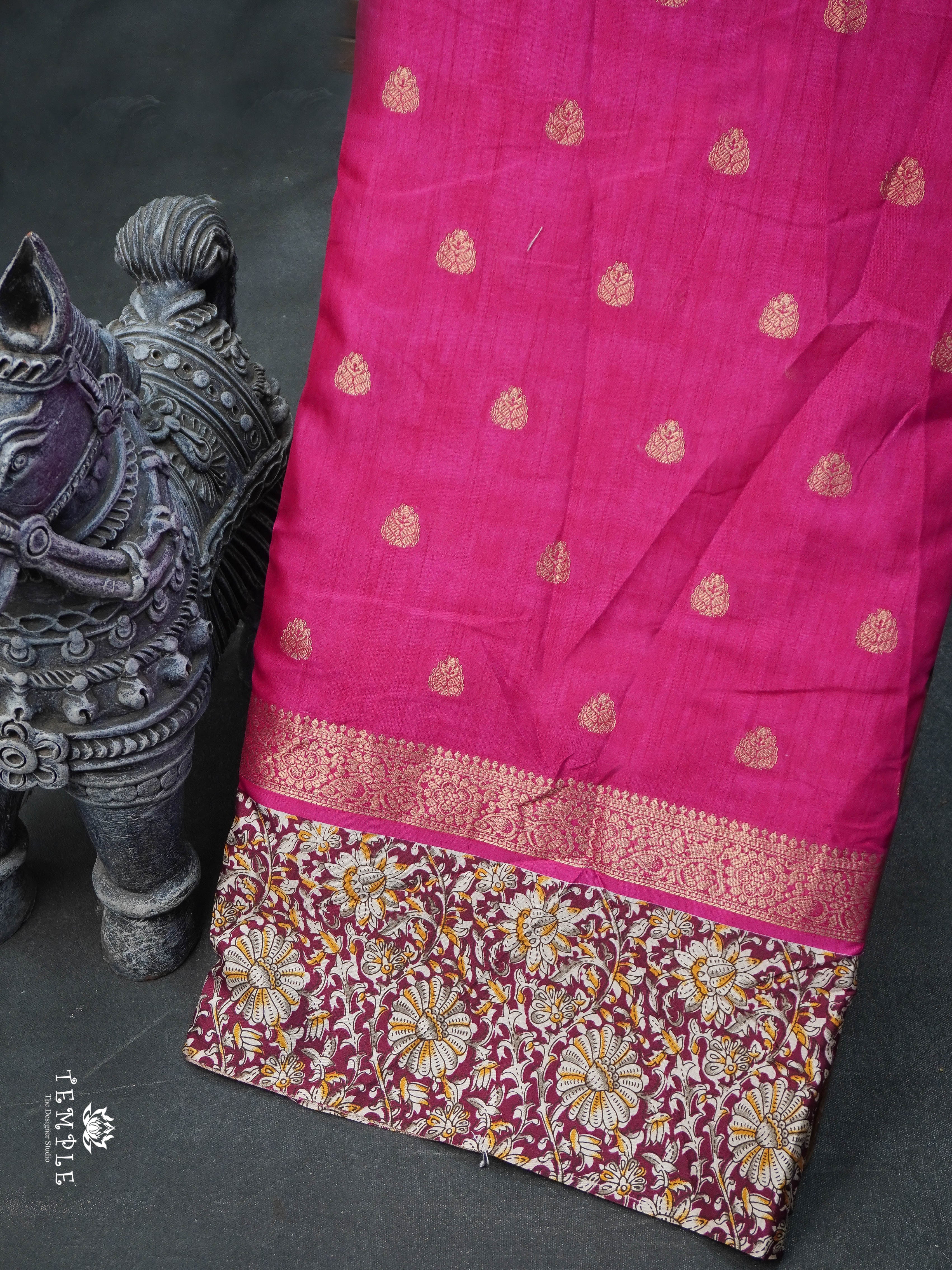 Printed Fusion Saree With Kalamkari Border | TTDS2993