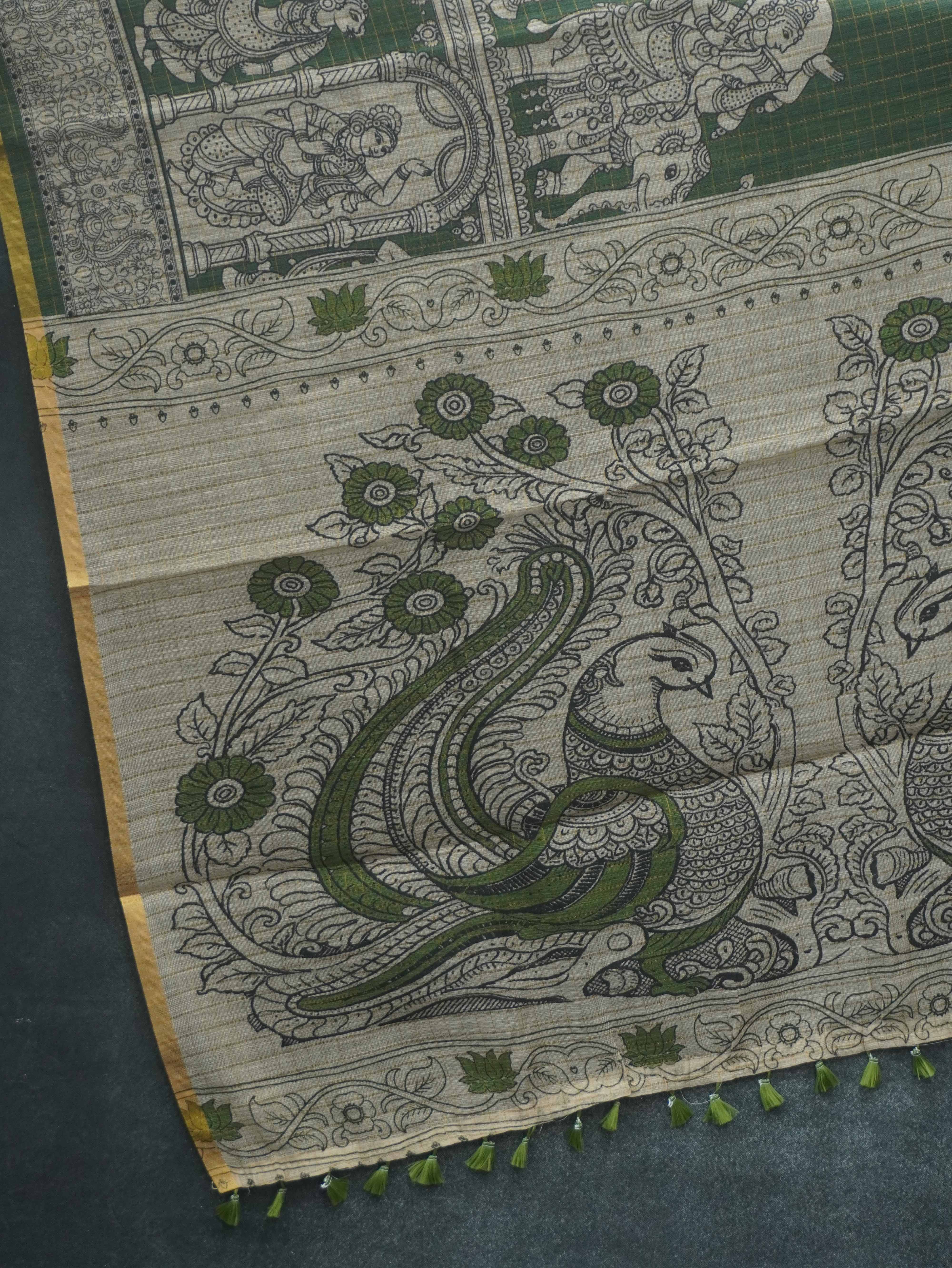Linen Kalahasti cotton Saree | TTDS3435